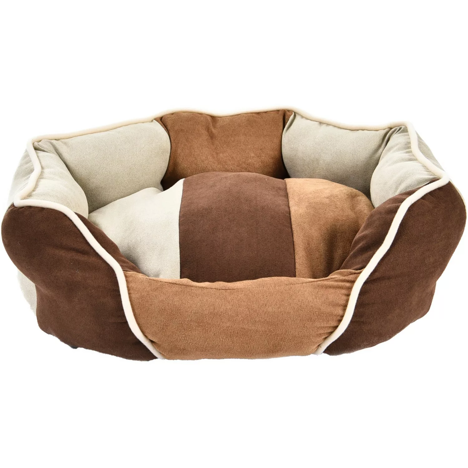 Heim Haustier-Kuschelbett Deluxe rund Gr. S 45 cm x 40 cm x 14 cm Braun/Wei günstig online kaufen