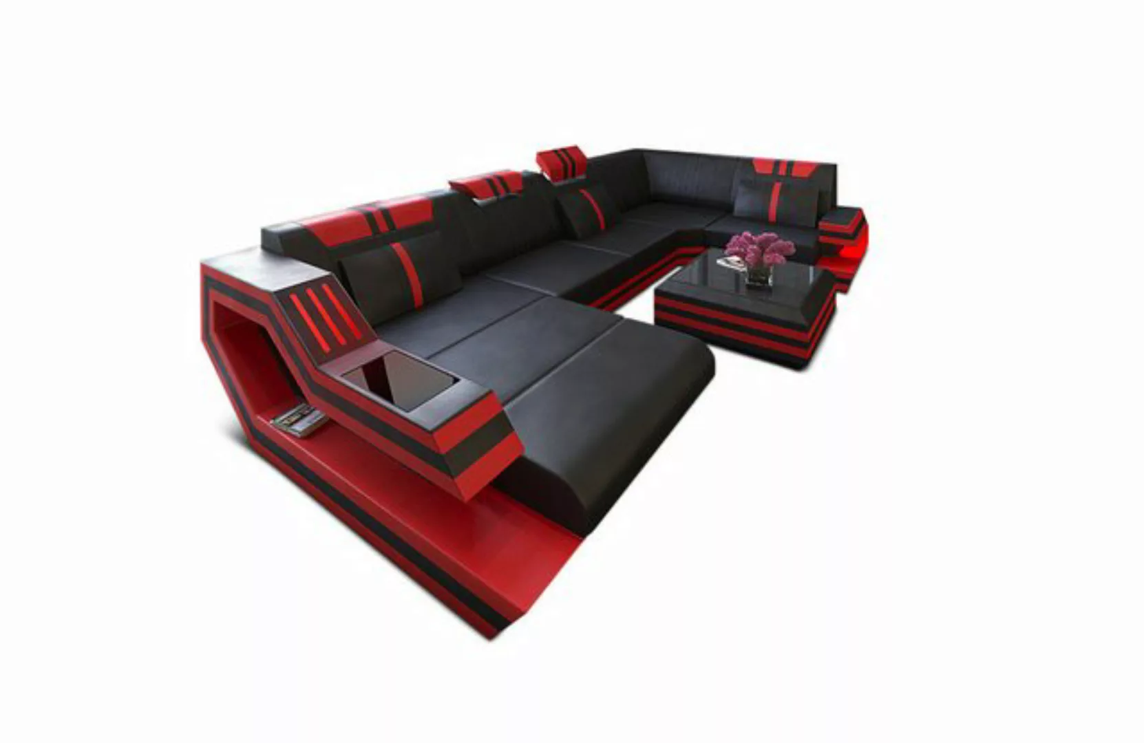 Sofa Dreams Wohnlandschaft Leder Sofa Ledercouch Ravenna U Form Ledersofa, günstig online kaufen