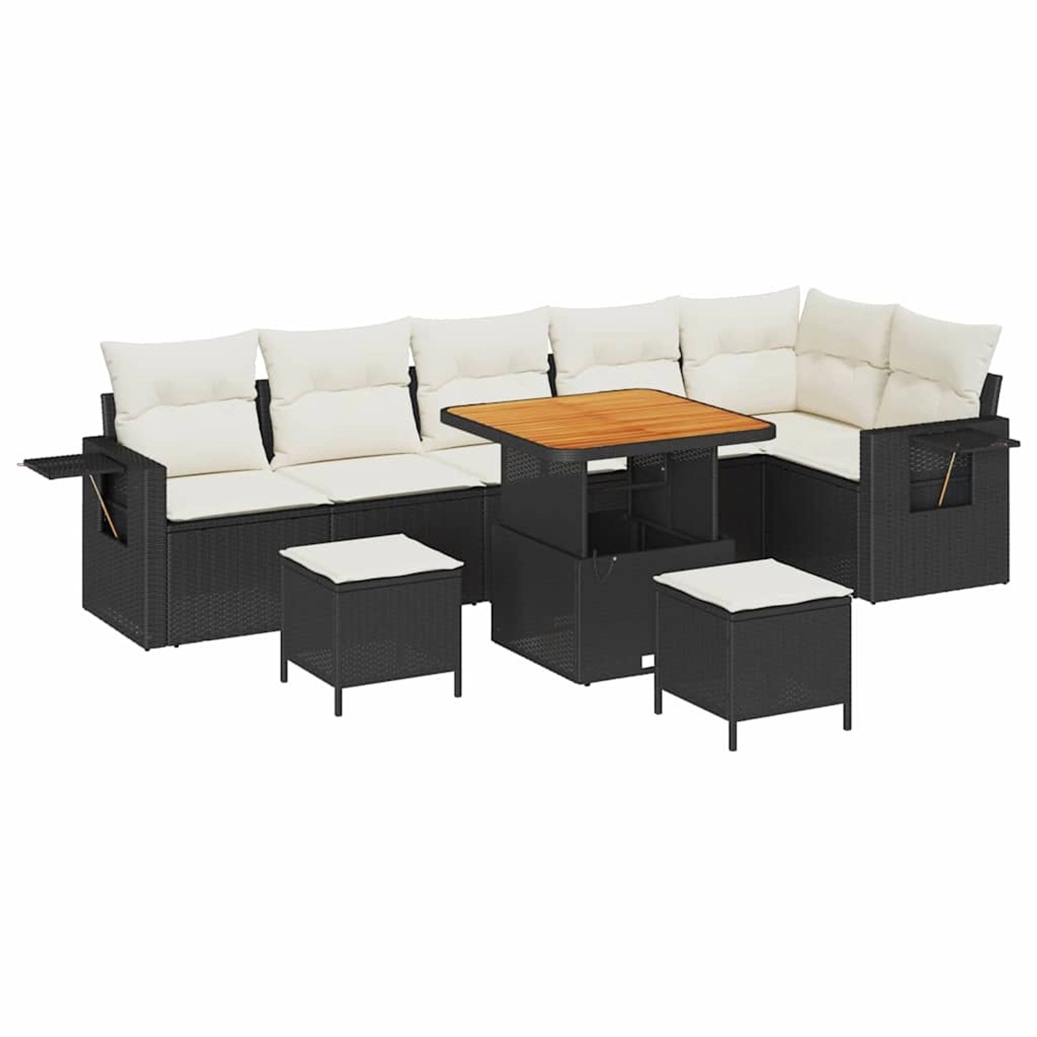 vidaXL Garten-Sofa-Set Höhenverstellbar 9-Tlg Schwarz Poly-Rattan 3361760 günstig online kaufen