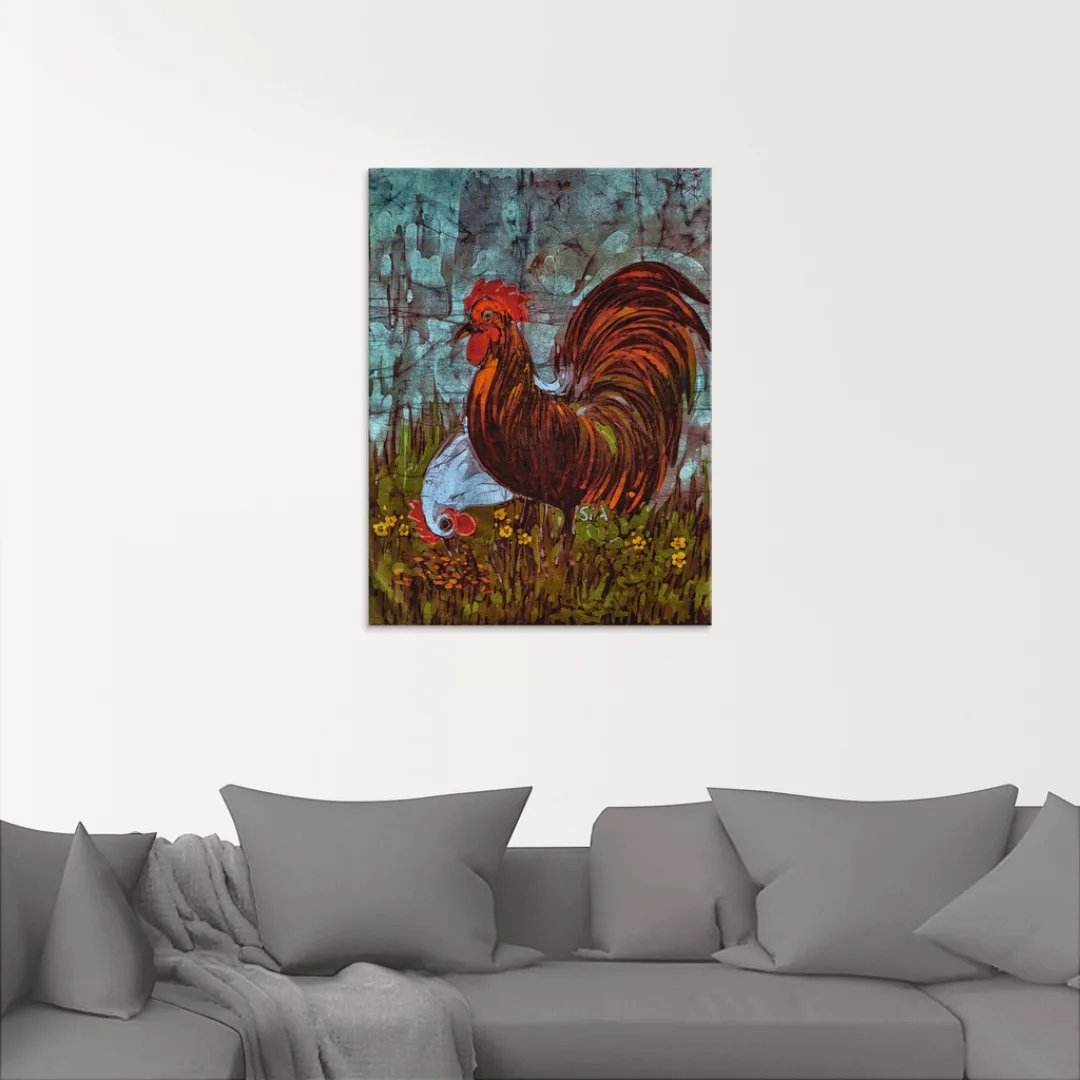 Artland Glasbild "Zweisam - Hahn und Henne", Vögel, (1 St.), in verschieden günstig online kaufen