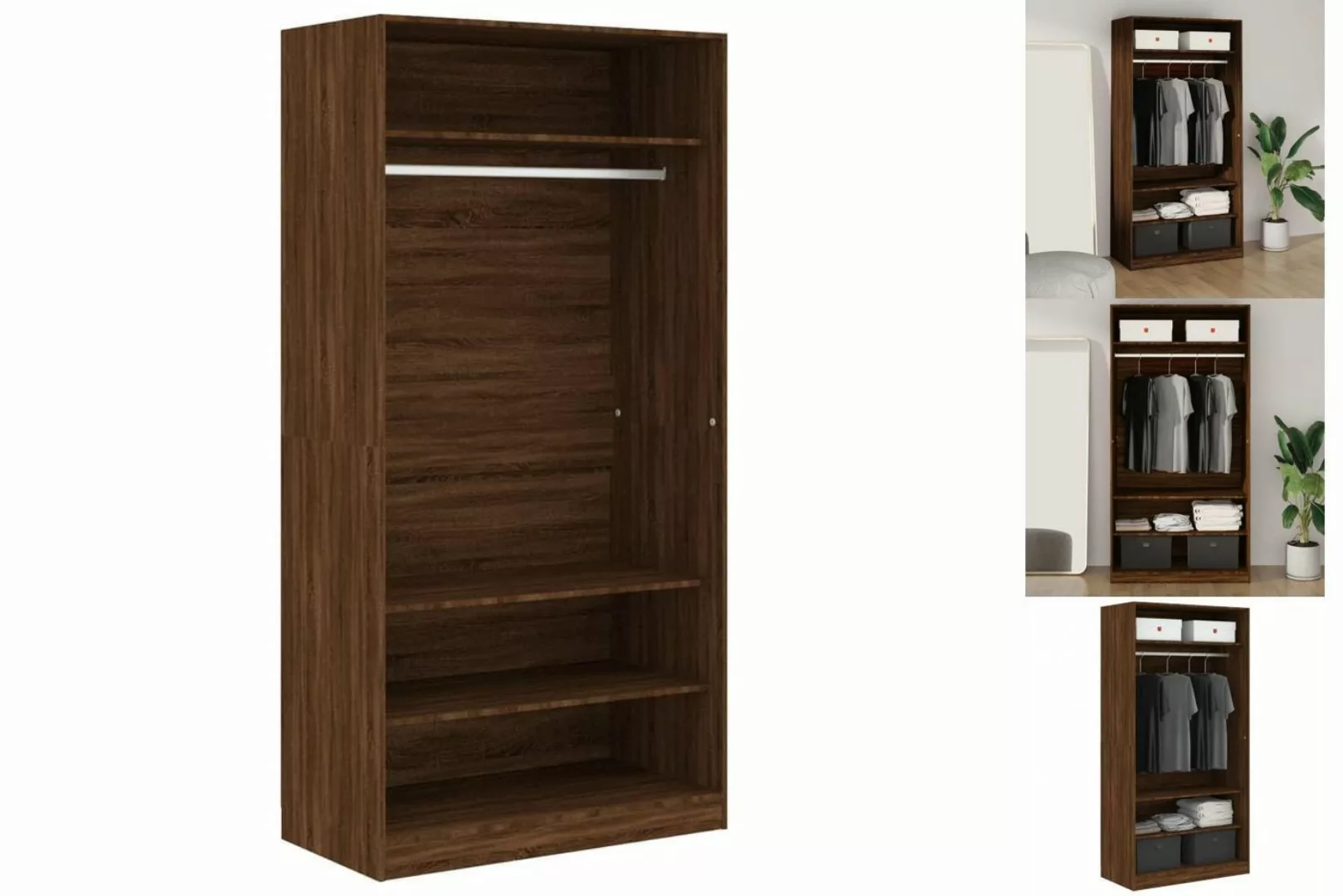 vidaXL Kleiderschrank Kleiderschrank Braun Eiche-Optik 100x50x200 cm Spanpl günstig online kaufen