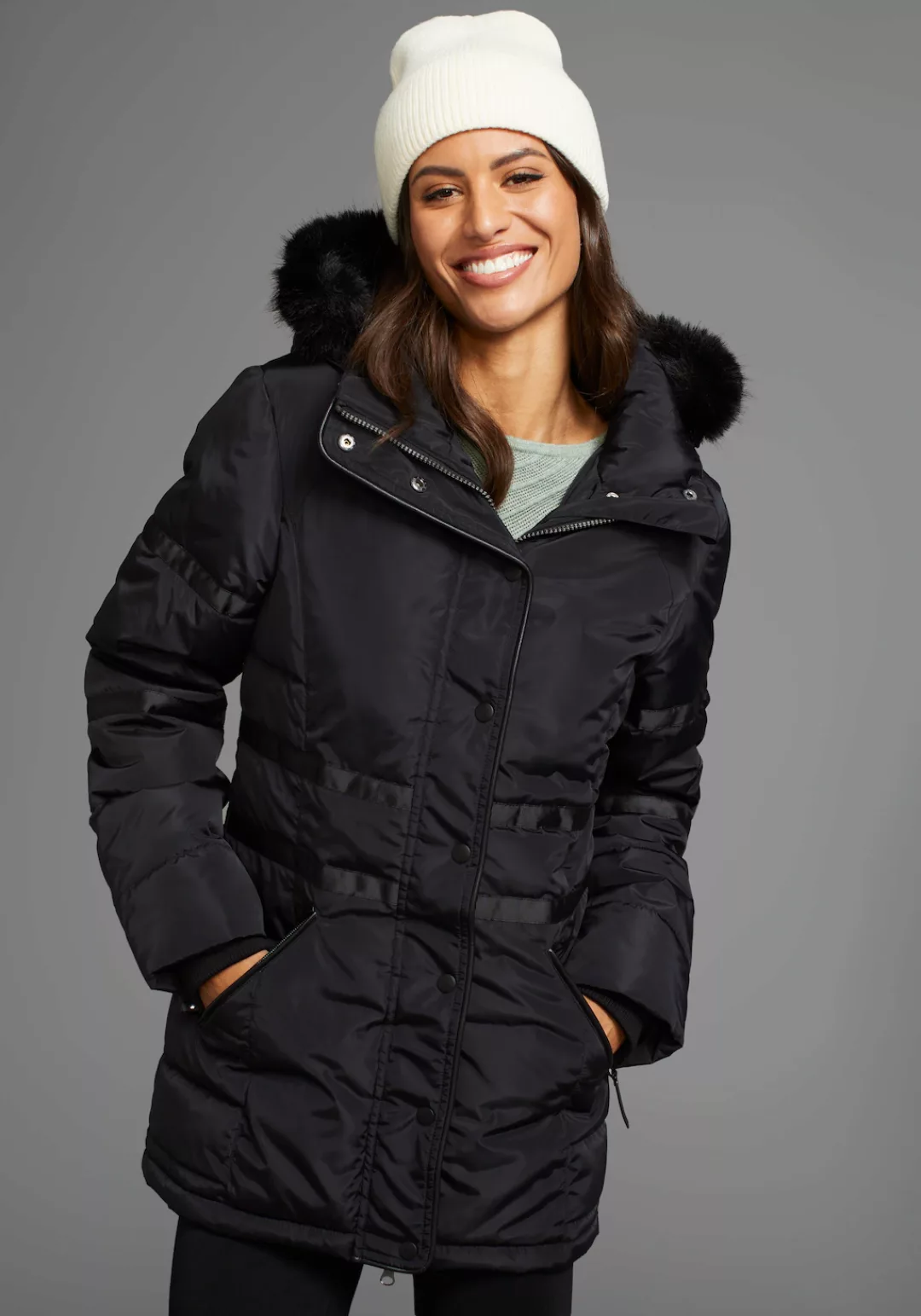 Laura Scott Winterjacke, mit Kapuze, figurumschmeichelnde Passform, mit abn günstig online kaufen