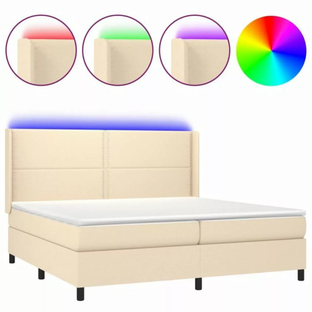 vidaXL Boxspringbett Boxspringbett mit Matratze LED Creme 200x200 cm Stoff günstig online kaufen