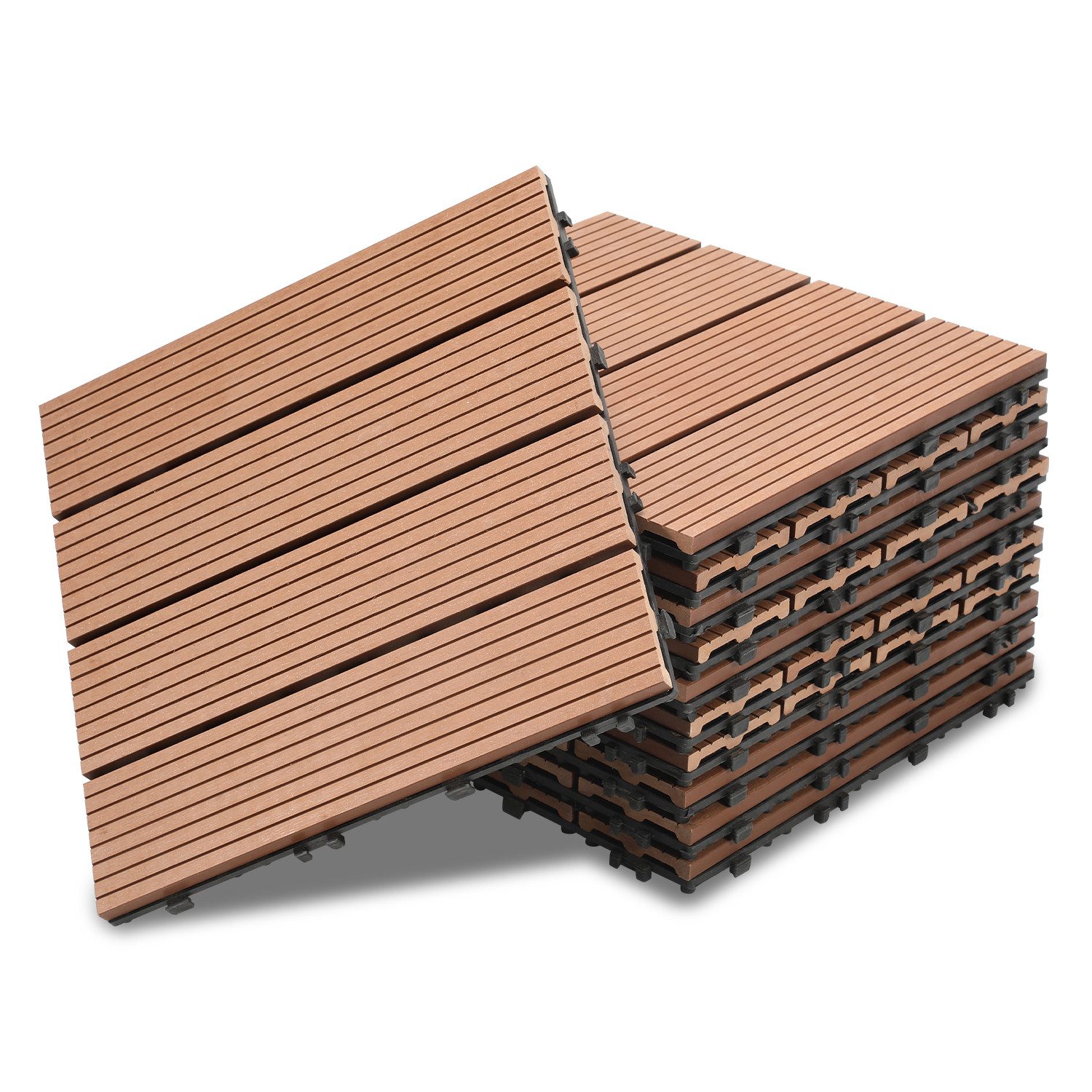 Clanmacy Holzfliesen Terrassenfliesen WPC Fliesen Wasserfilterbar günstig online kaufen