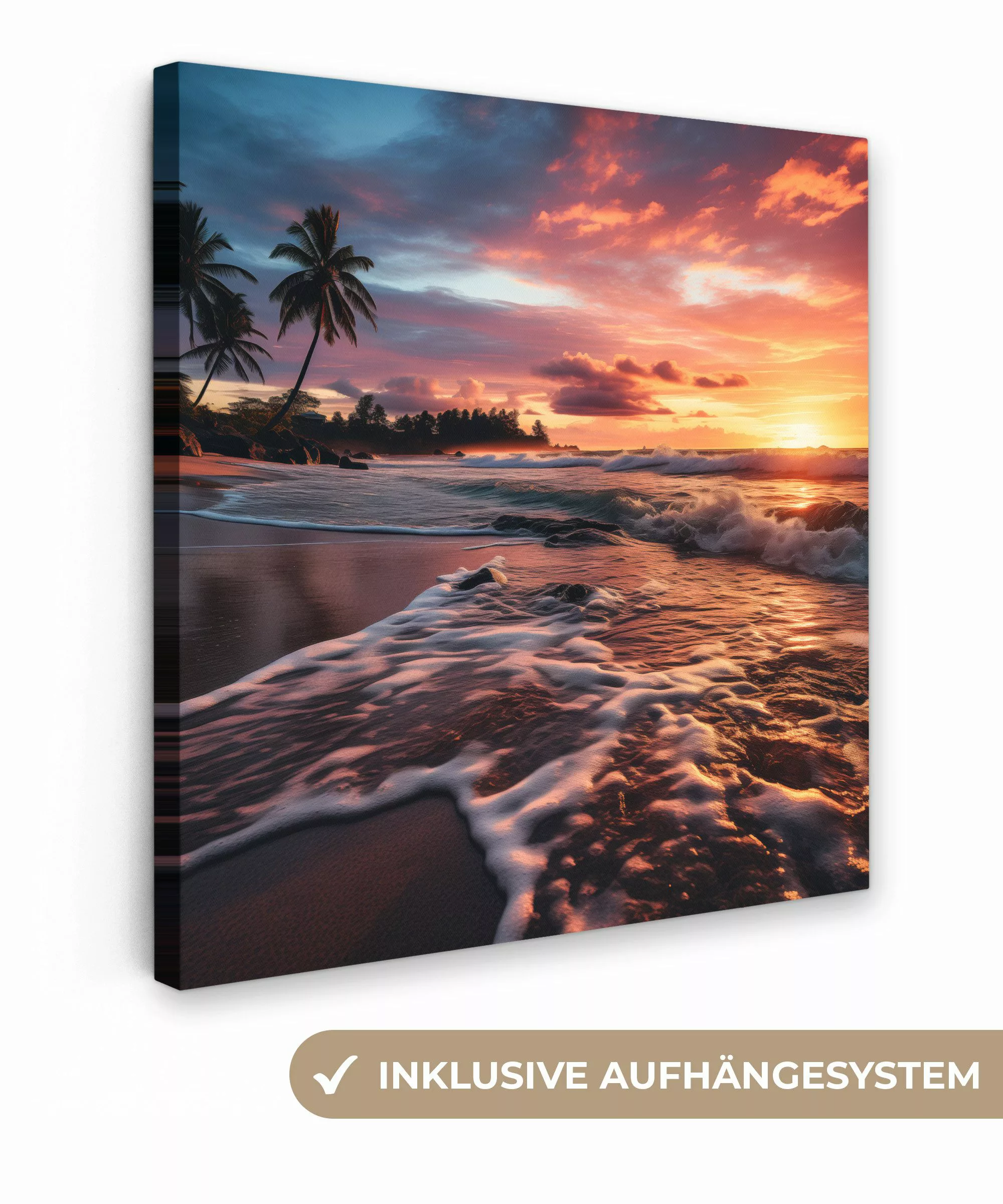 OneMillionCanvasses® Leinwandbild Sonnenuntergang - Strand mit günstig online kaufen