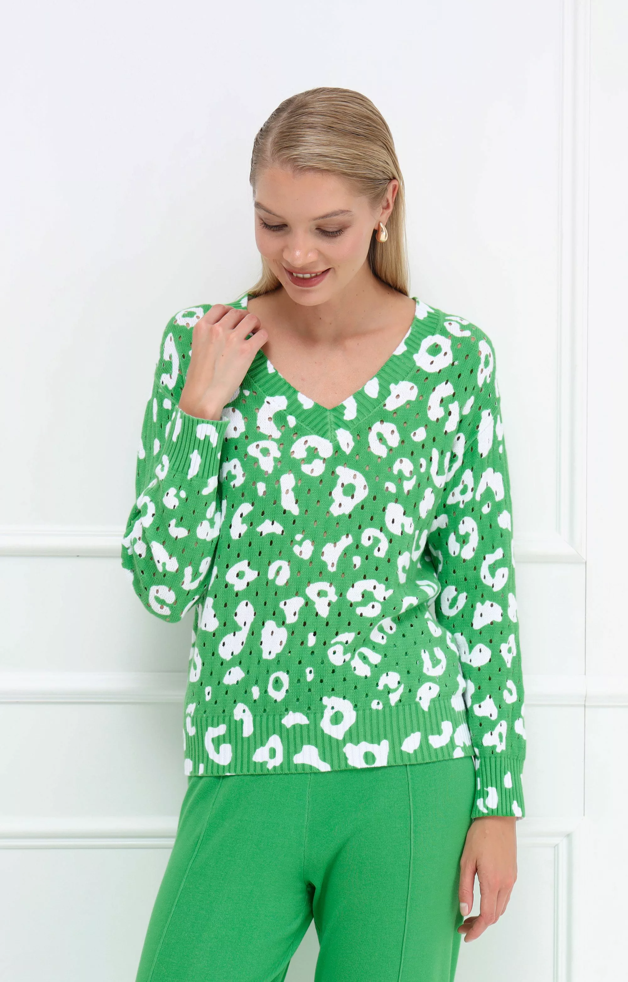 Passioni Strickpullover mit abstraktem Leopardenmuster günstig online kaufen