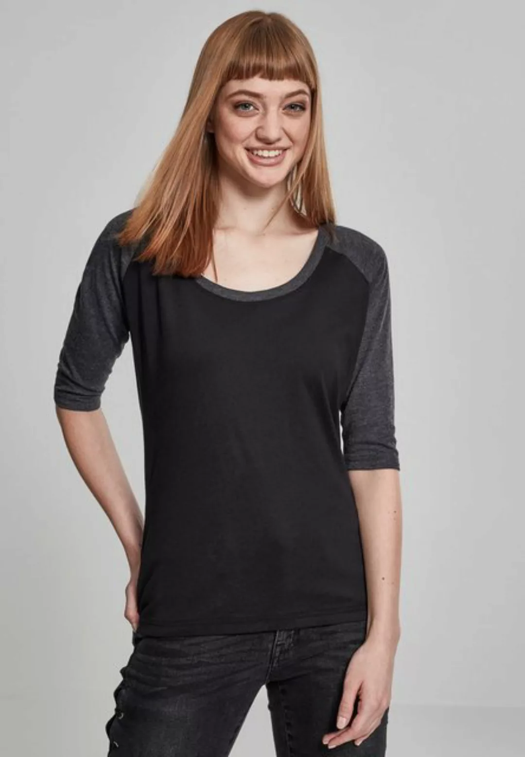 URBAN CLASSICS T-Shirt TB733 - Ladies 3/4 Contrast Raglan Tee black/charcoa günstig online kaufen