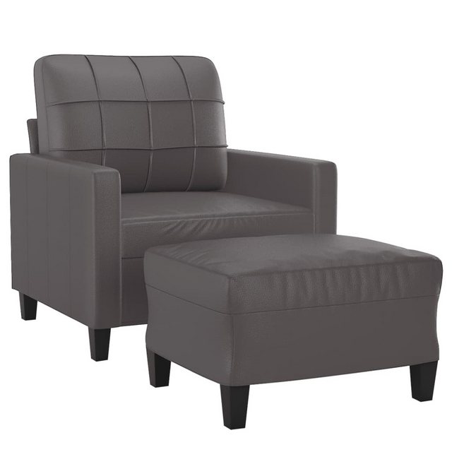 vidaXL Sofa Sessel mit Hocker Grau 60 cm Kunstleder günstig online kaufen