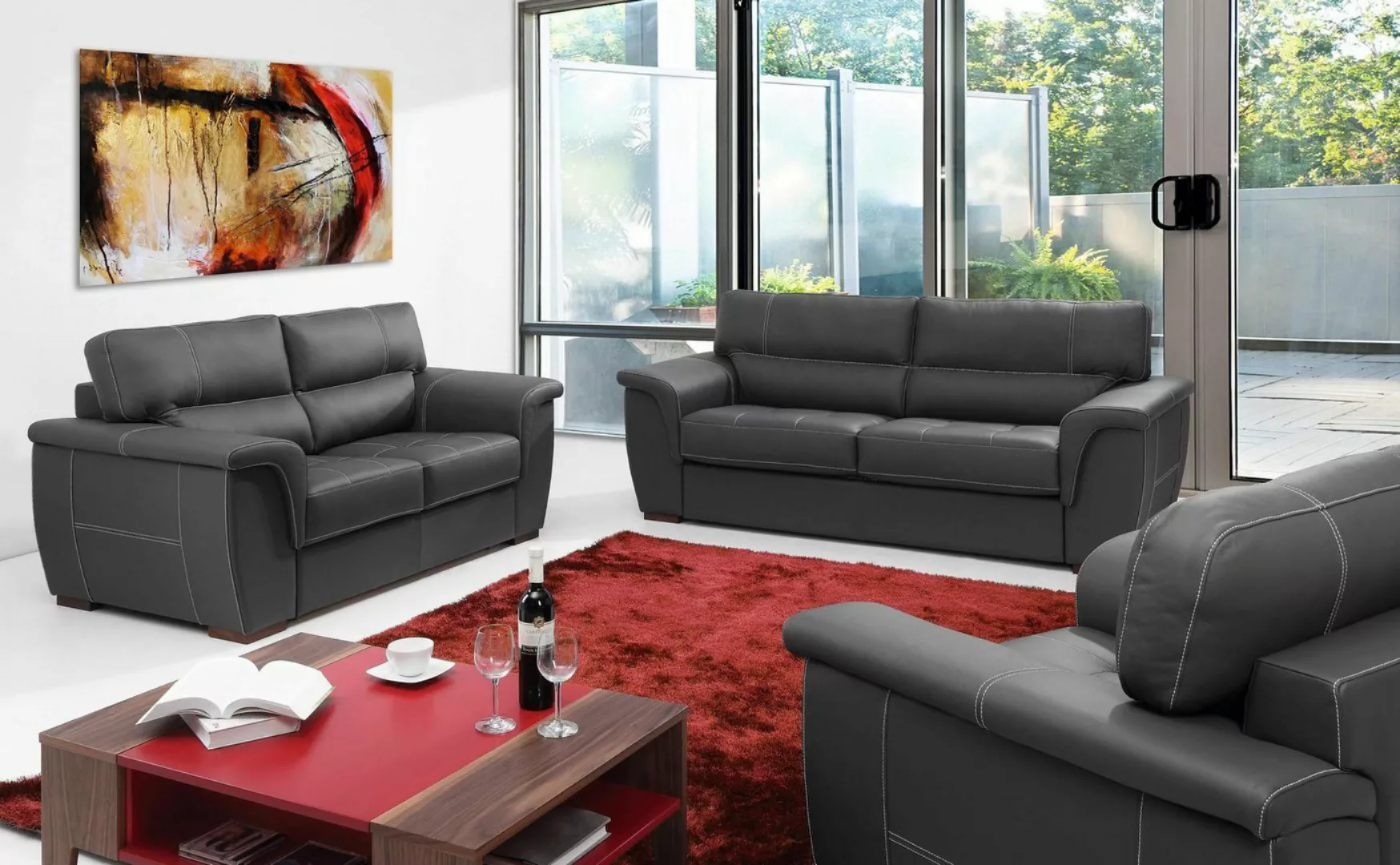 Xlmoebel Sofa Dreisitzer Ledersofa mit modernem Design und Polsterung für d günstig online kaufen