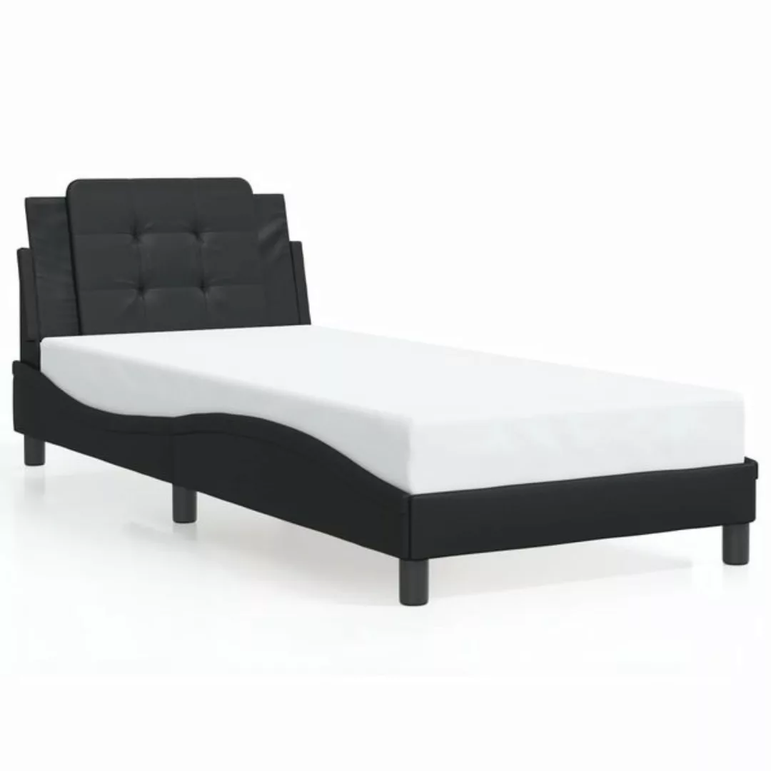 vidaXL Bett Bettgestell mit Kopfteil Schwarz 80x200 cm Kunstleder günstig online kaufen