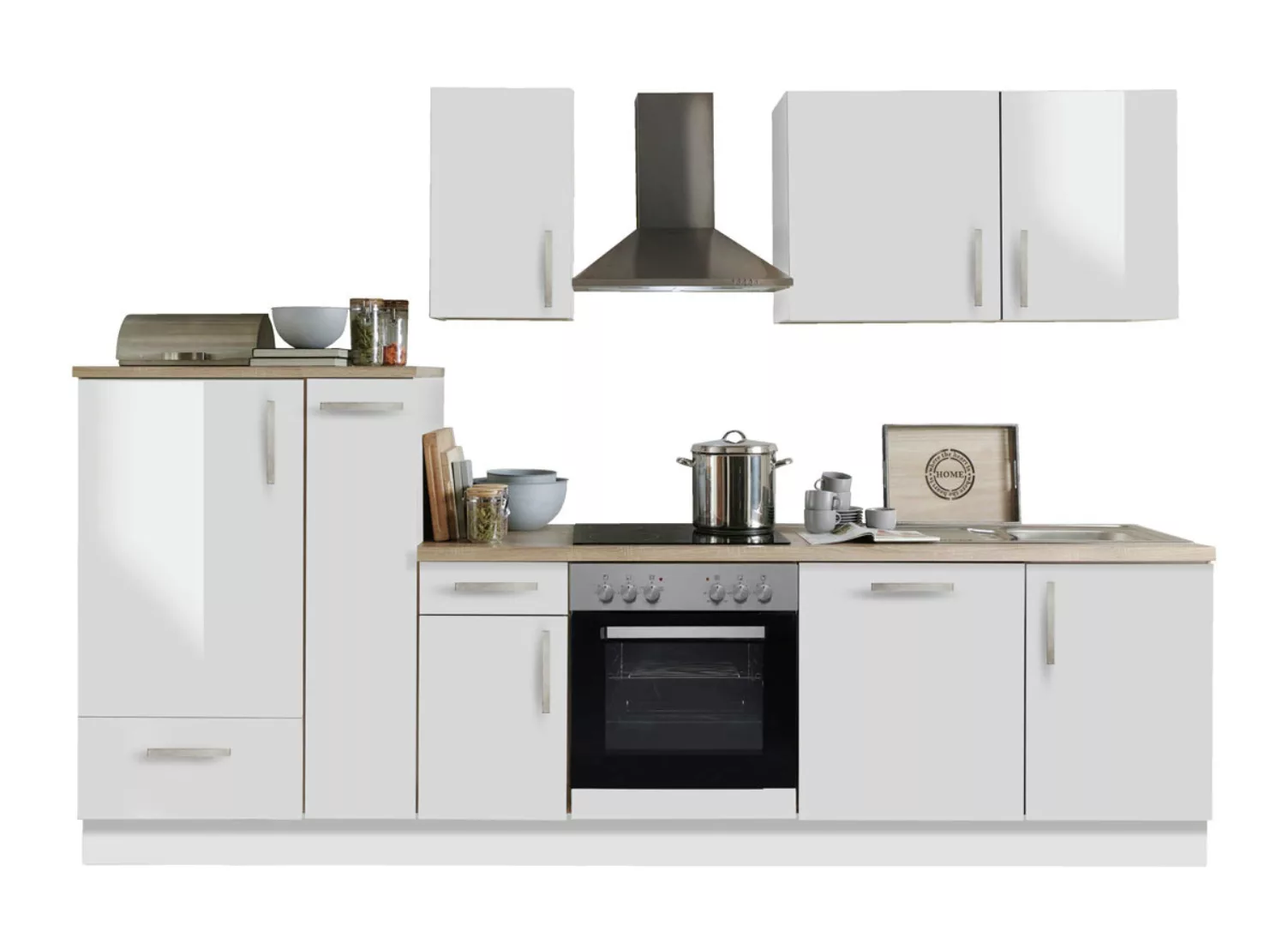 Menke Küchenzeile White Premium 300 cm Schiefergrau-Weiß günstig online kaufen