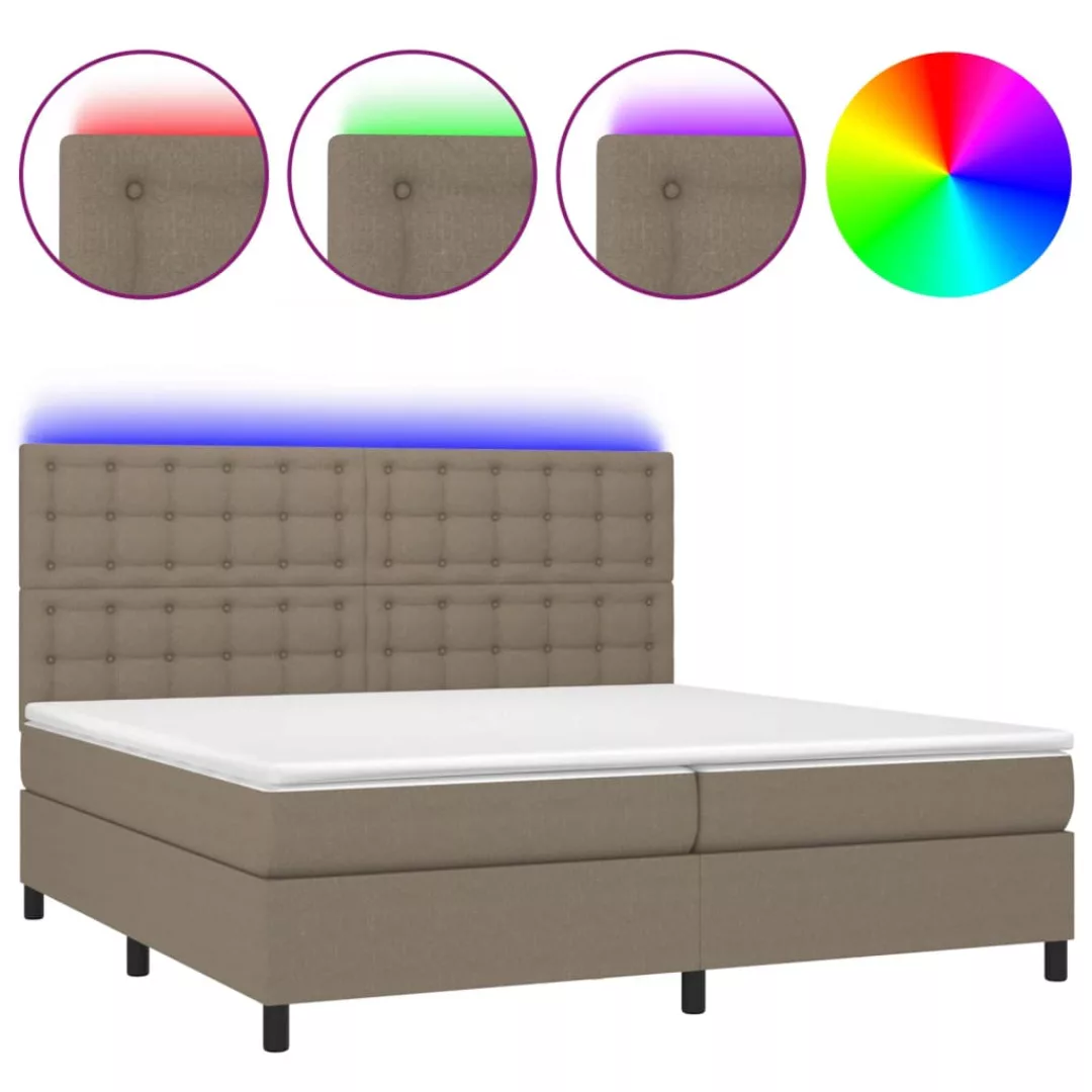 Vidaxl Boxspringbett Mit Matratze & Led Taupe 200x200 Cm Stoff günstig online kaufen