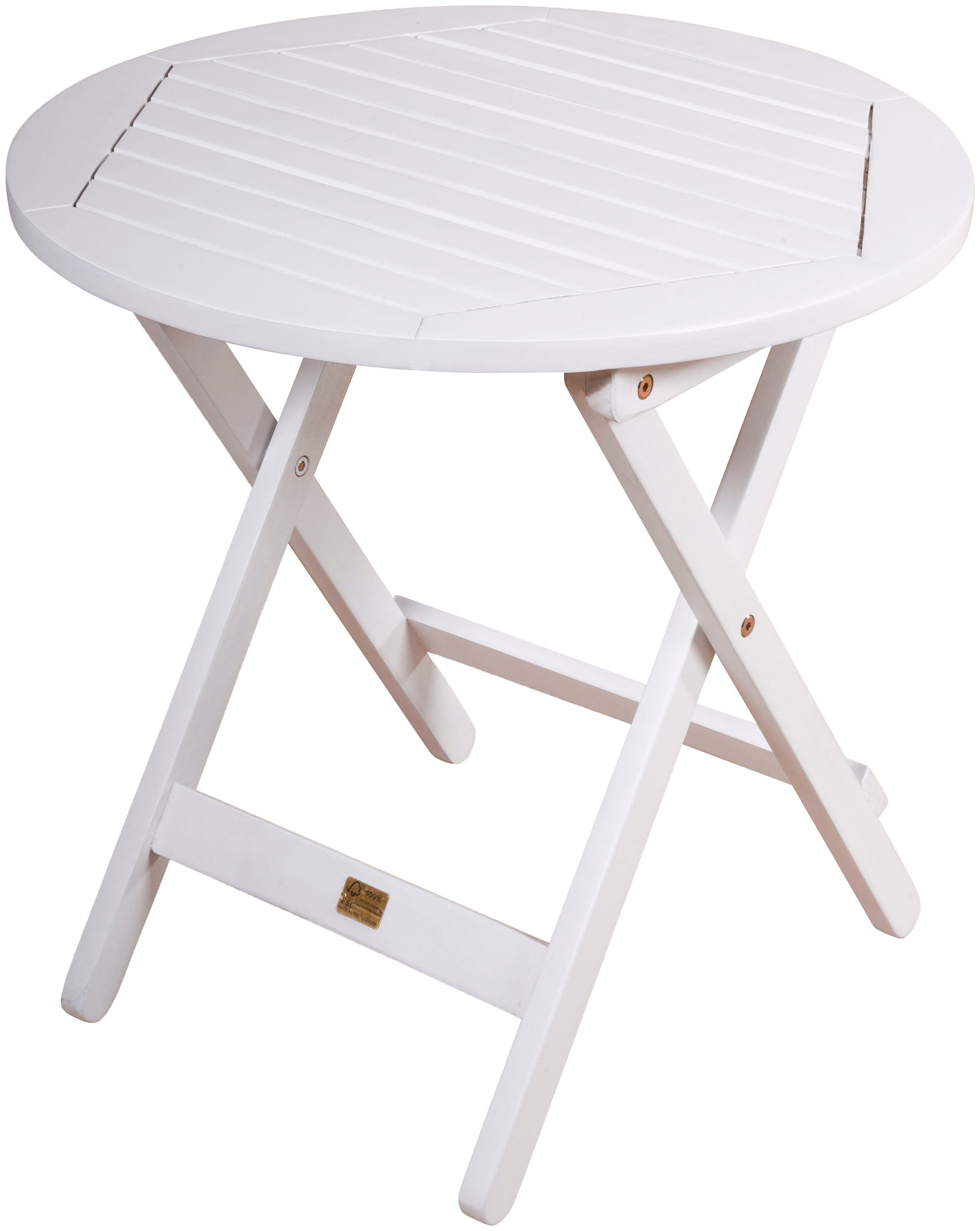 Garden Pleasure Klapptisch MESA Rund Weiß 50 cm x 50 cm günstig online kaufen