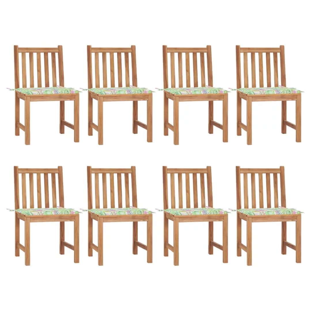 Gartenstühle 8 Stk. Mit Kissen Massivholz Teak günstig online kaufen