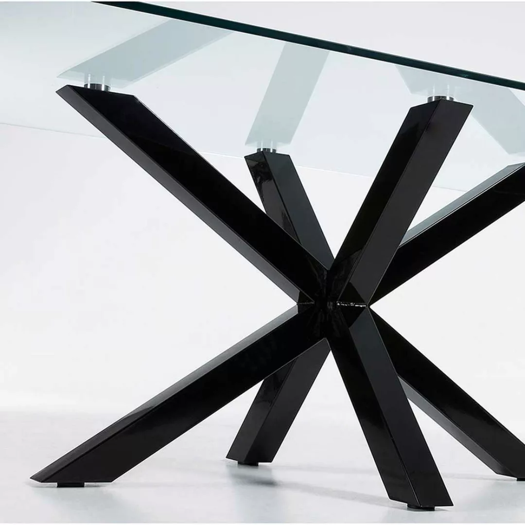 Esszimmertisch aus Glas Stahl Schwarz günstig online kaufen