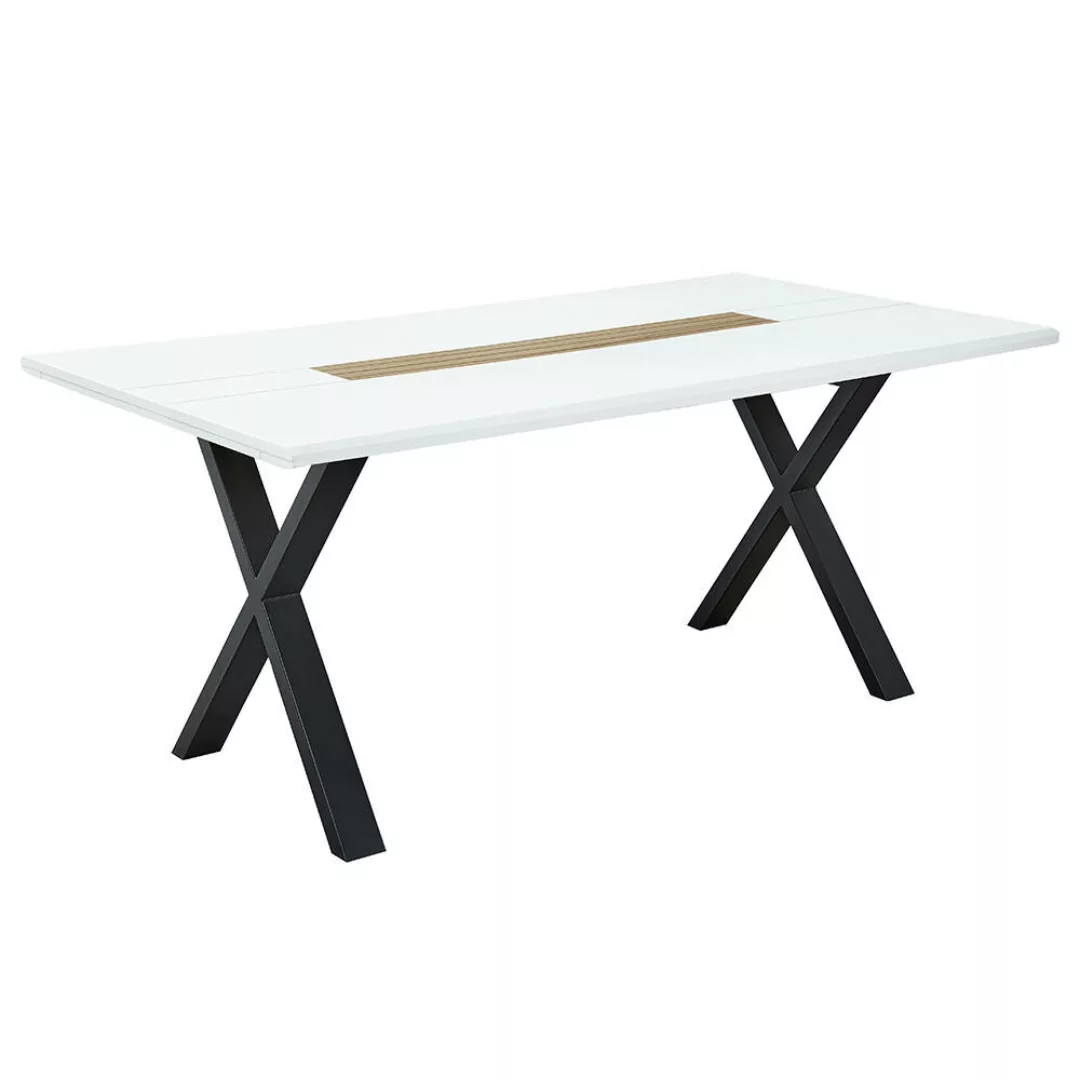 Esstisch mit X-Gestell, 180x100cm, weiß, FALLON-55 günstig online kaufen