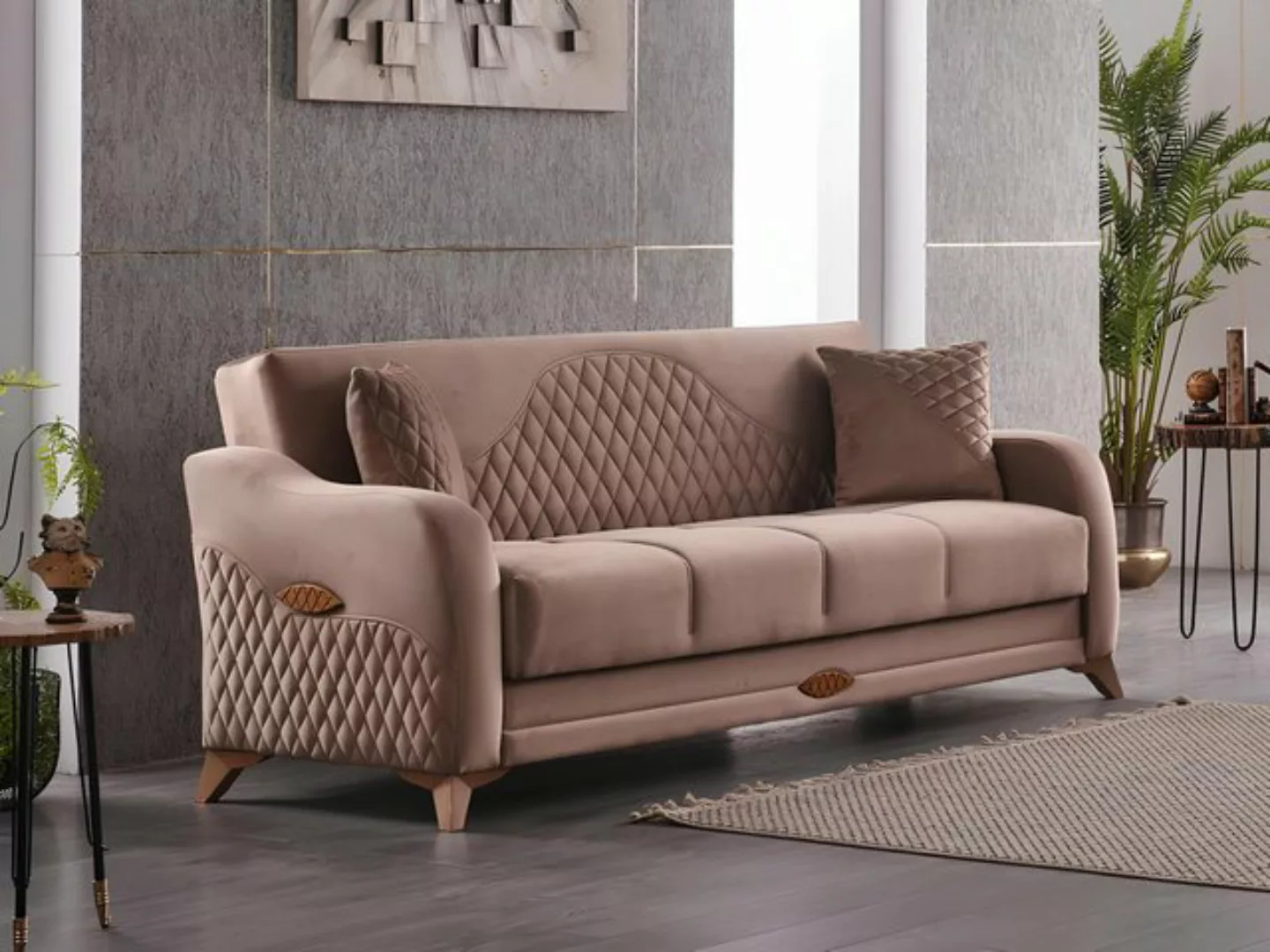 JVmoebel Sofa Couch Dreisitzer 3 Sitzer Sofa Stoffsofa Polstersofa Beige, 1 günstig online kaufen