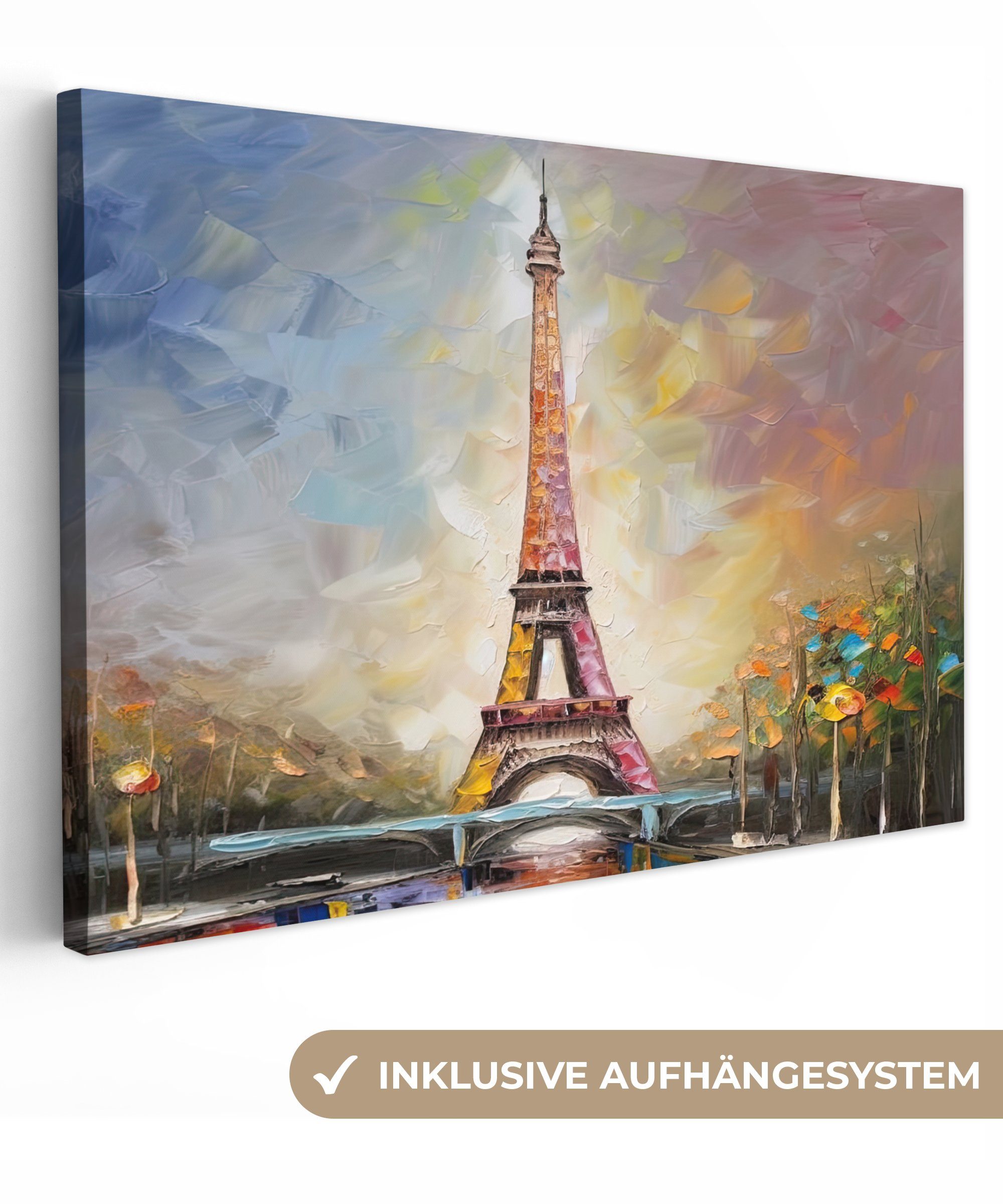 OneMillionCanvasses® Leinwandbild Eiffelturm - Ölfarbenoptik - günstig online kaufen