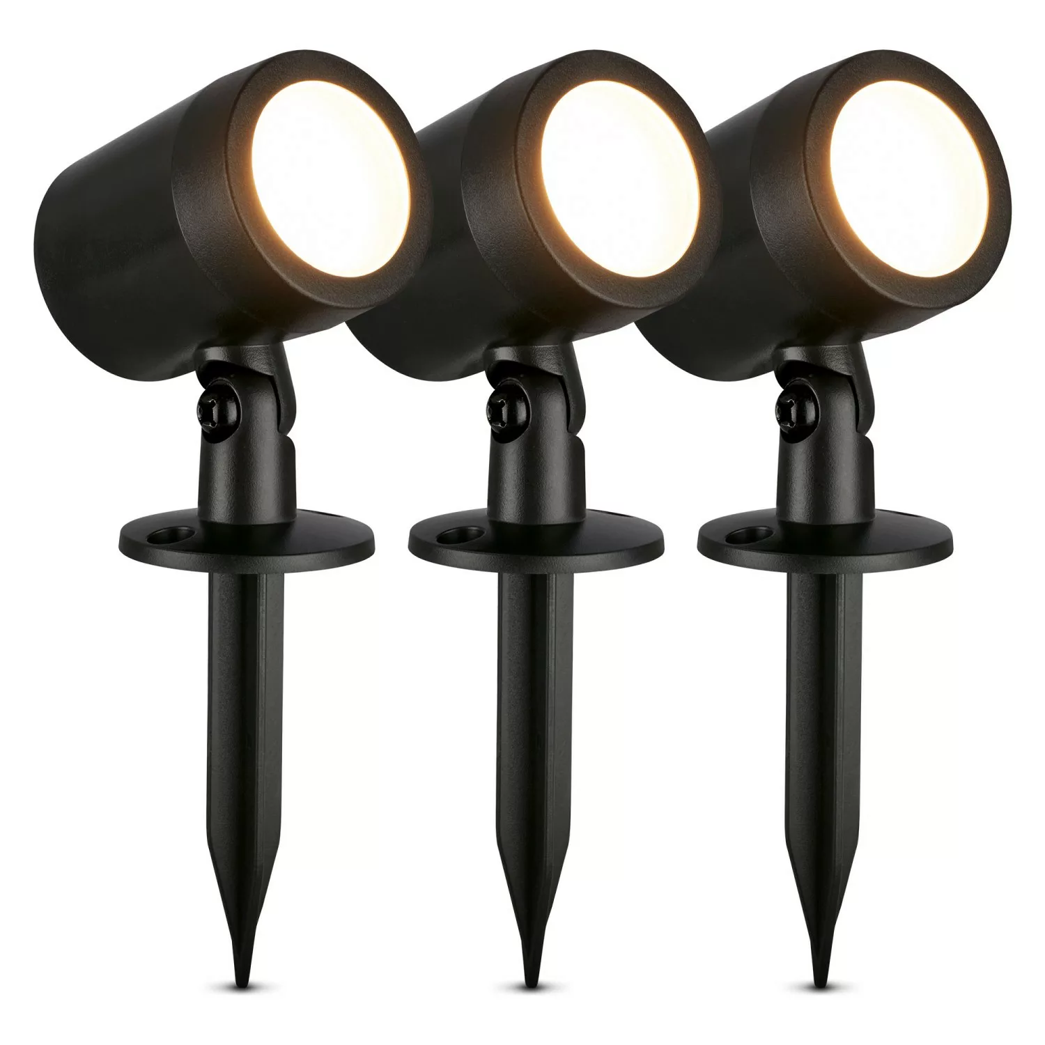 Brilo LED Gartenspieß-Set Ples IP54 Staub- Spritzschutz Schwenkbar Schwarz günstig online kaufen