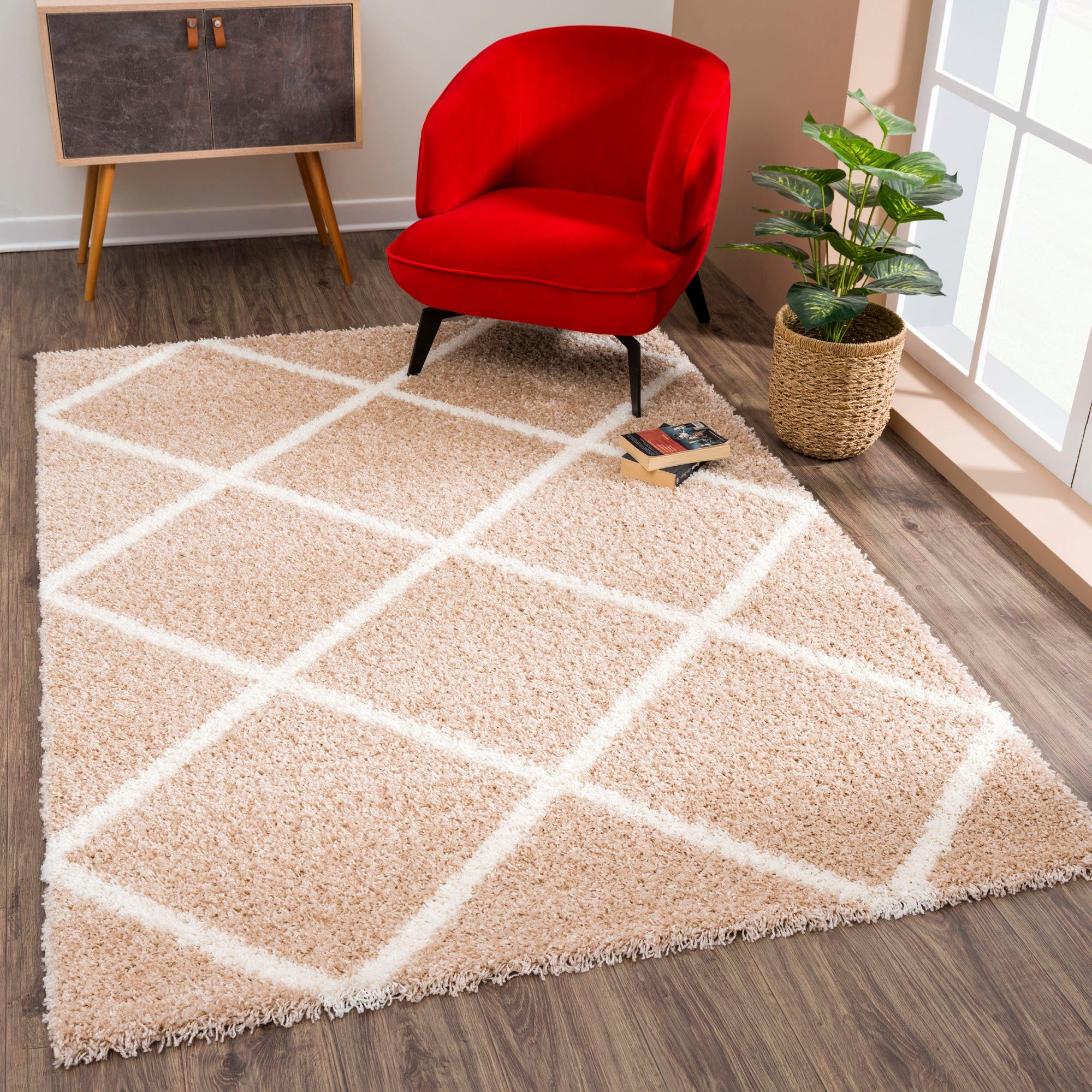 Sanat Hochflor-Teppich »Madrid«, rechteckig, 30 mm Höhe, Wohnzimmer, Langfl günstig online kaufen