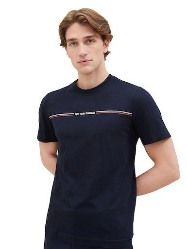 Tom Tailor Herren T-Shirt PRINTED CREWNECK - Regular Fit günstig online kaufen