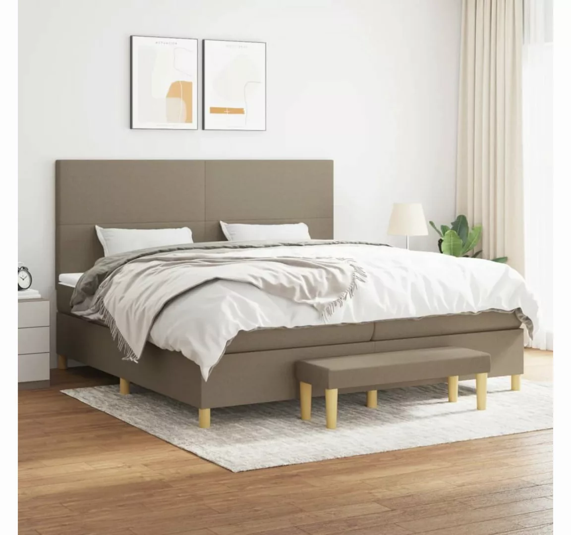 vidaXL Boxspringbett Boxspringbett mit Matratze Taupe 200x200 cm Stoff Bett günstig online kaufen