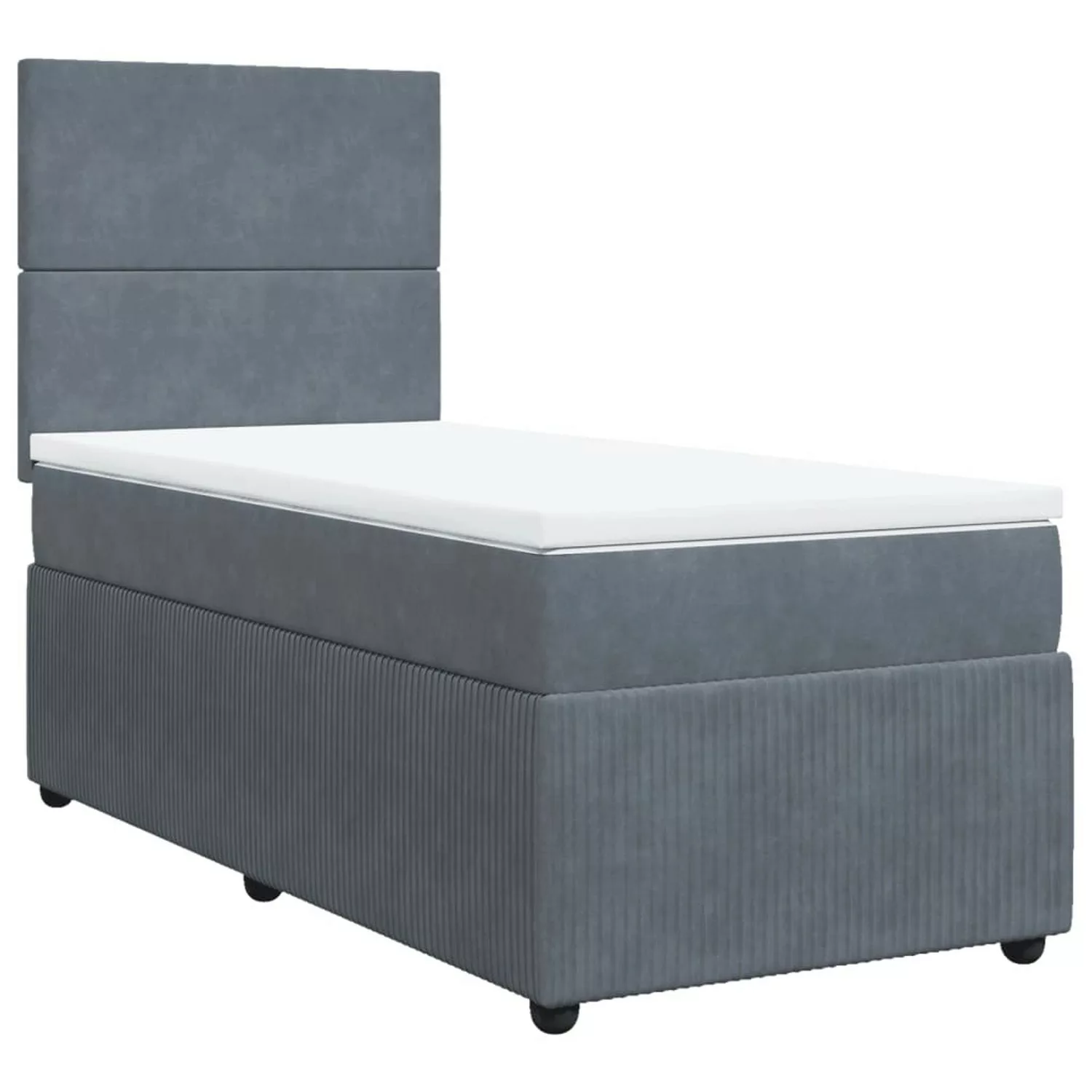 vidaXL Boxspringbett mit Matratze Dunkelgrau 100x200 cm Samt2102683 günstig online kaufen