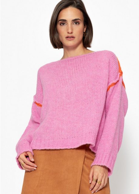 SASSYCLASSY Strickpullover Oversize Pullover Damen mit Kontrastnähten Elega günstig online kaufen