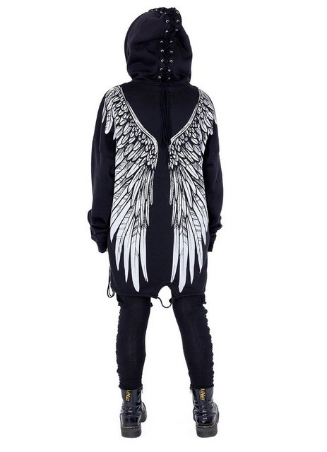 Vixxsin Kapuzensweatshirt Asmodeus Hoodie Gothic Flügel Wings Print Schnüru günstig online kaufen