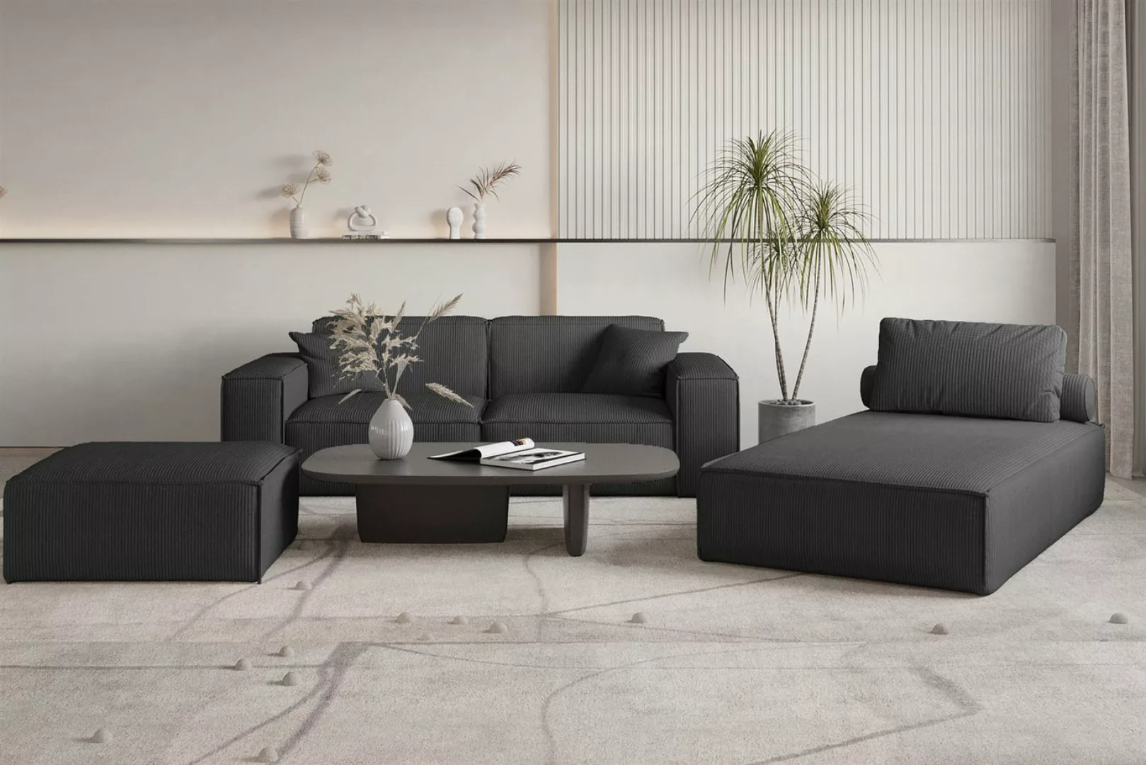 Fun Möbel Sofa Designersofa CESINA 2-Sitzer in Stoff, inkl. 2 Zierkissen, R günstig online kaufen