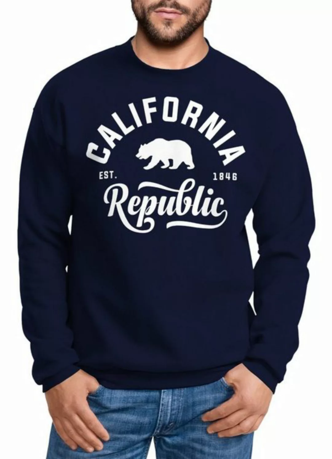 Neverless Sweatshirt Schöner California Republic Herren Pullover Sweatshirt günstig online kaufen