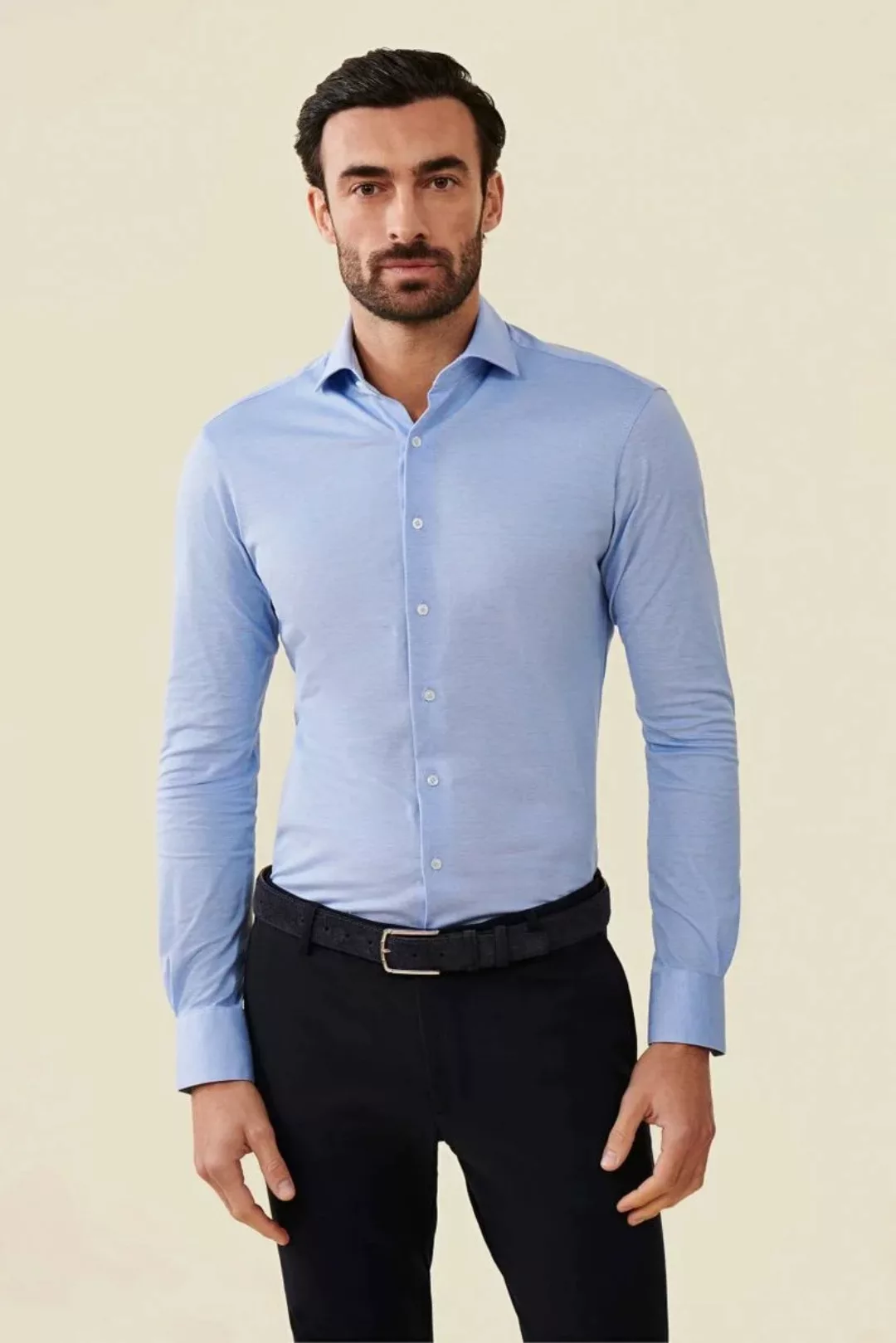 Cavallaro Piqué Hemd Hellblau - Größe 38 günstig online kaufen