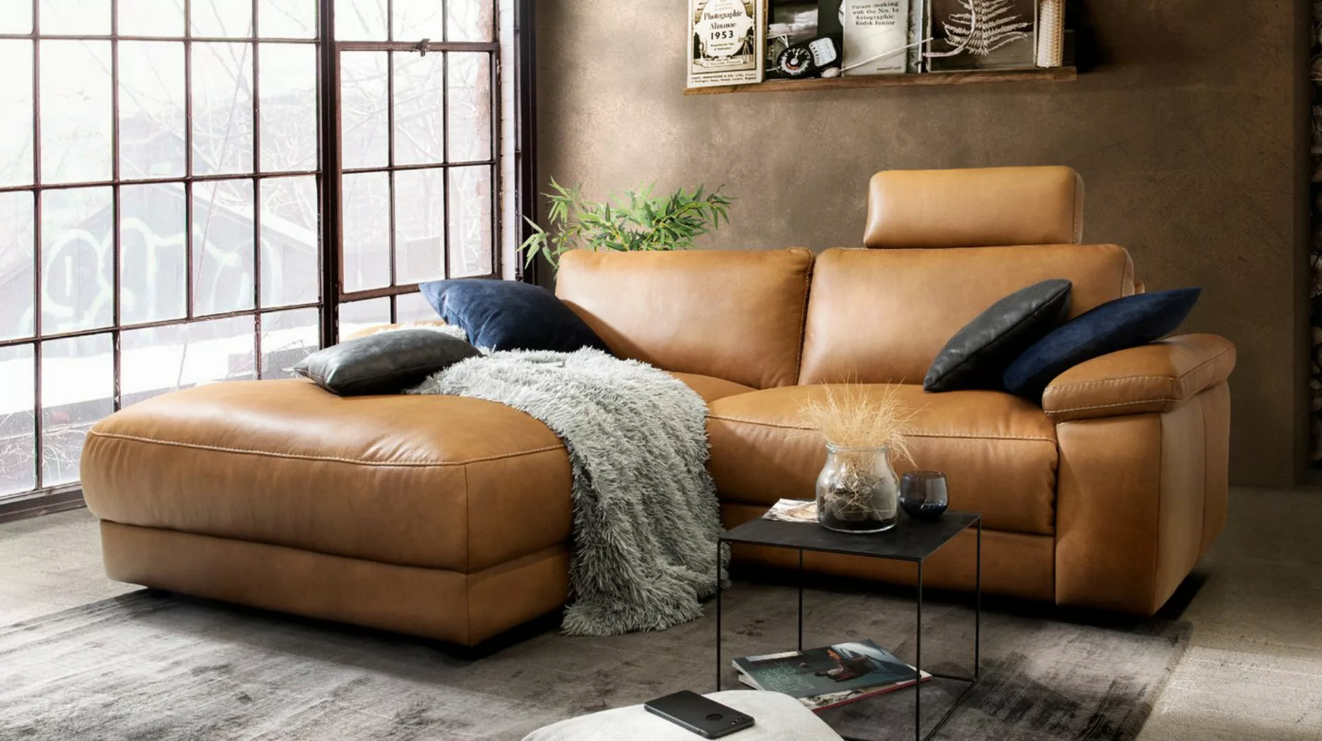 KAWOLA Ecksofa LOLA, Sofa Stoff od. Leder, Recamiere rechts od. links, vers günstig online kaufen