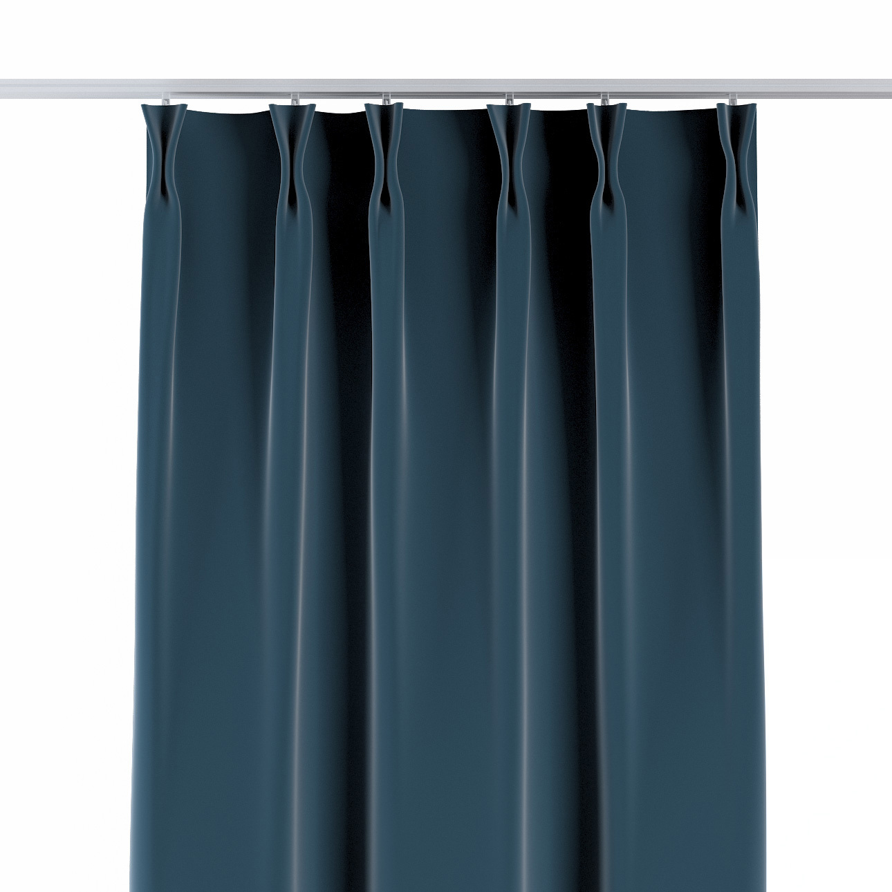 Vorhang mit flämischen 2-er Falten, blau, Velvet (704-16) günstig online kaufen