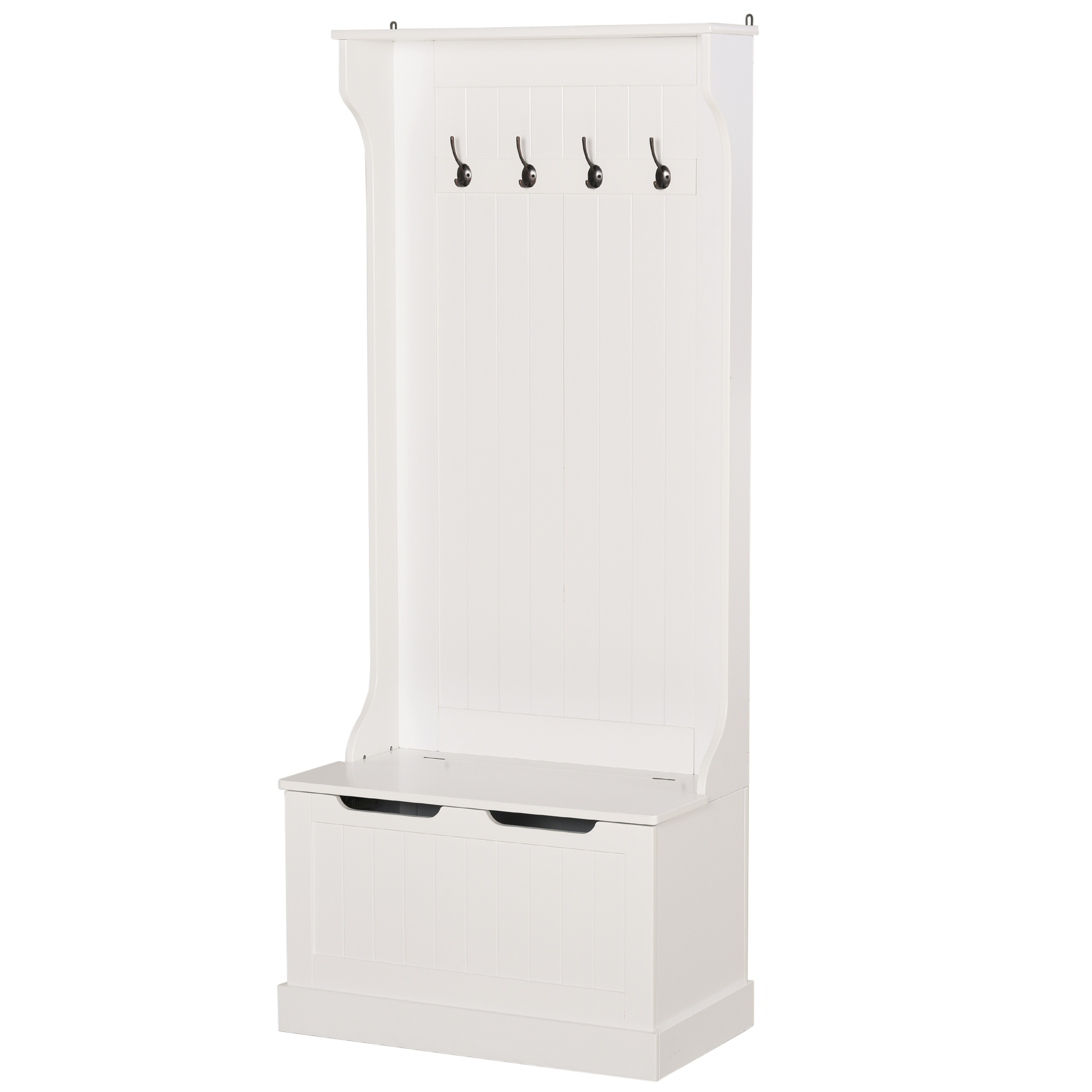 HOMCOM Bodengarderobenständer Modern 3 in 1 mit 4 Haken, Aufbewahrungsbank günstig online kaufen