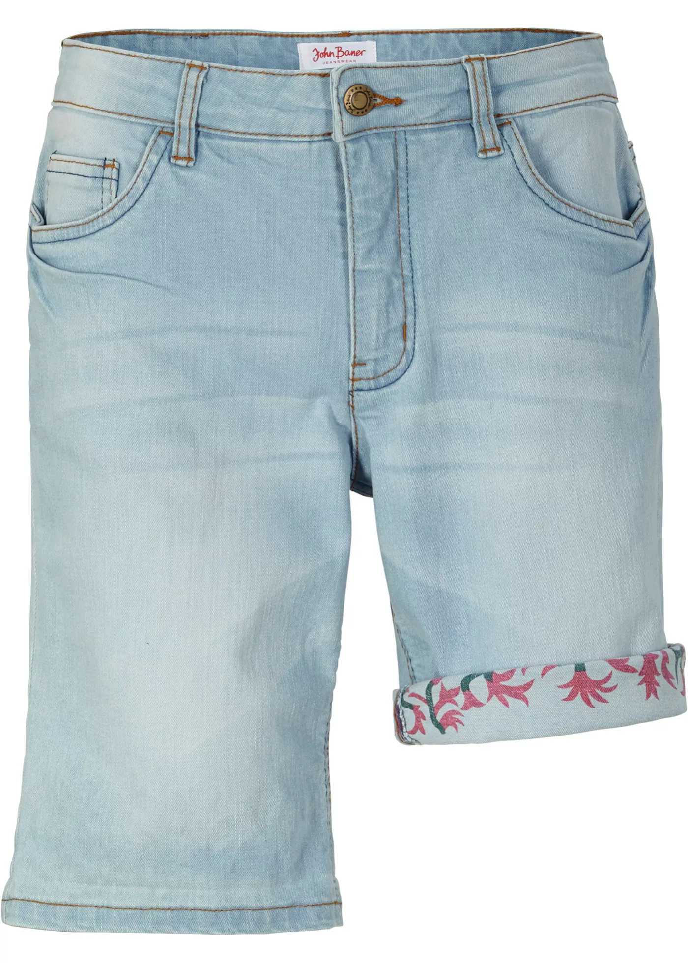 Stretch-Jeans-Bermuda mit farbigem Umschlag günstig online kaufen