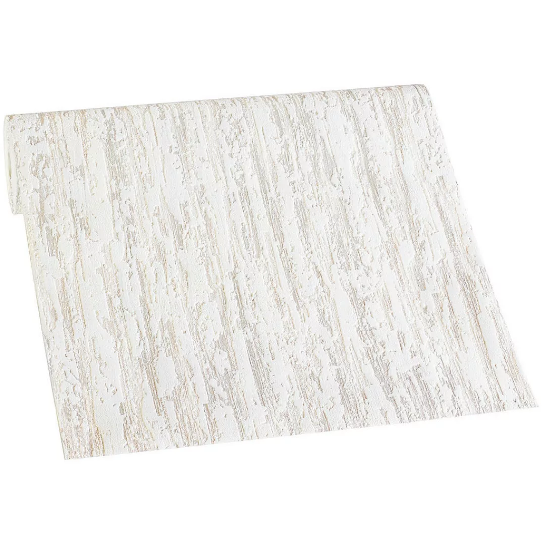 Bricoflor Uni Papiertapete in Weiß Grau Beige Schlichte Tapete im Used Look günstig online kaufen