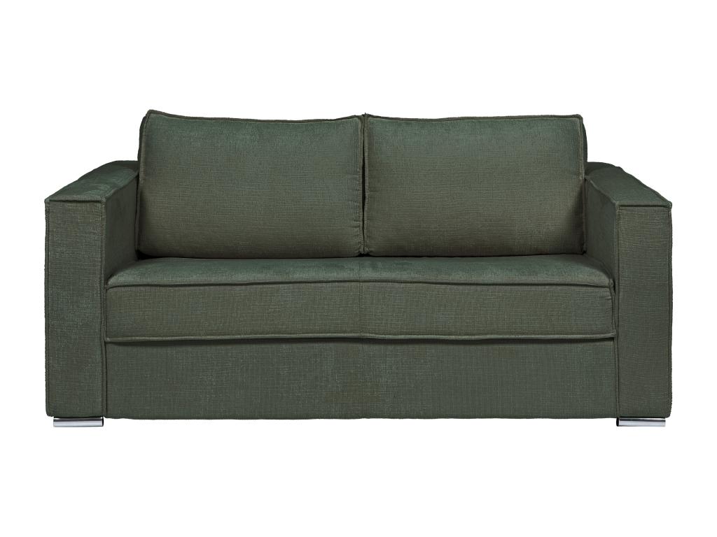 Schlafsofa mit Matratze 3-Sitzer - Chenille-Stoff - Grün - Liegefläche 140 günstig online kaufen