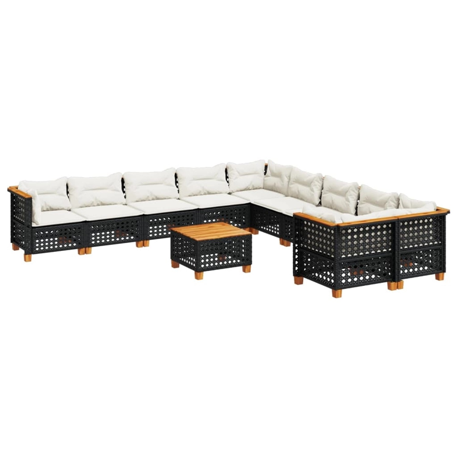 vidaXL 11-Tlg Garten-Sofagarnitur mit Kissen Schwarz Poly Rattan 3262052 günstig online kaufen