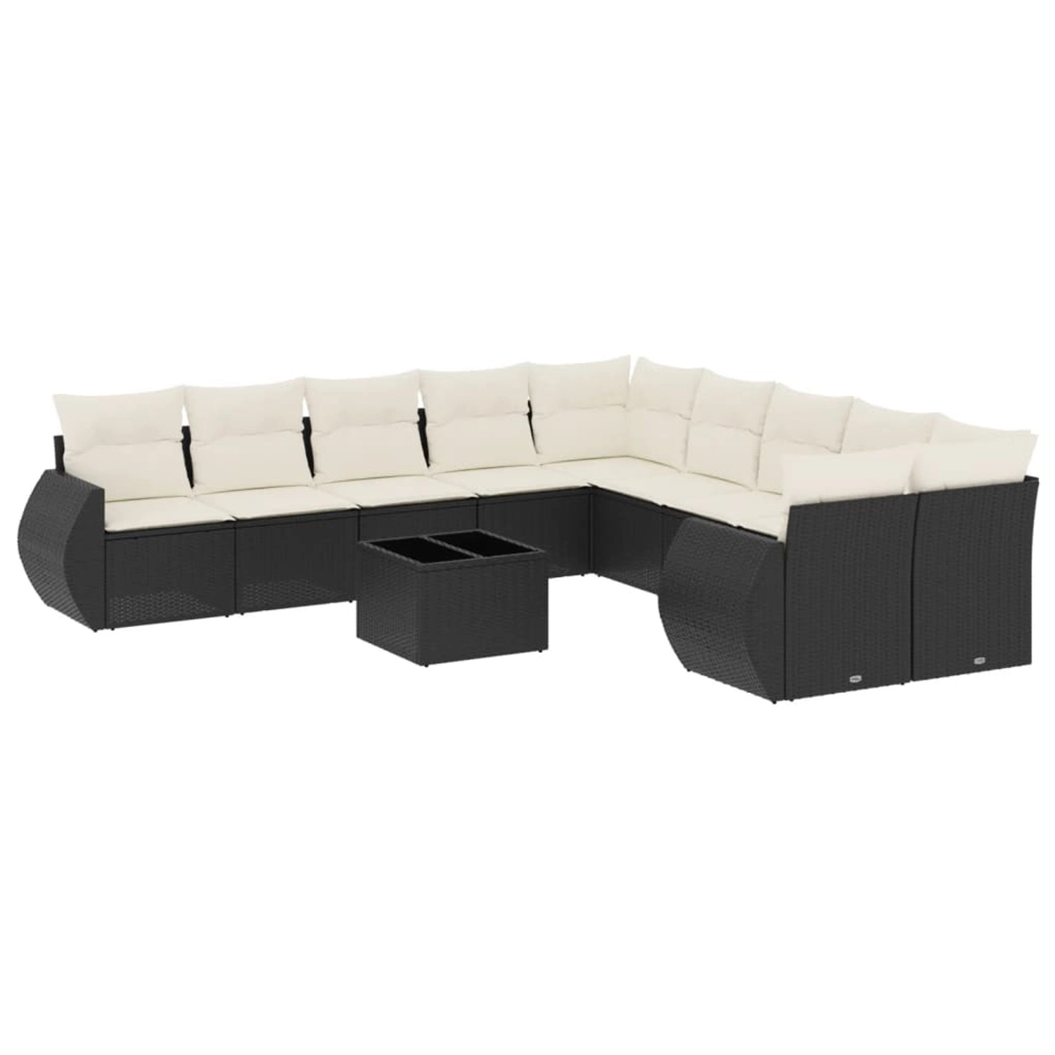 vidaXL 11-Tlg Garten-Sofagarnitur mit Kissen Schwarz Poly Rattan 3254253 günstig online kaufen