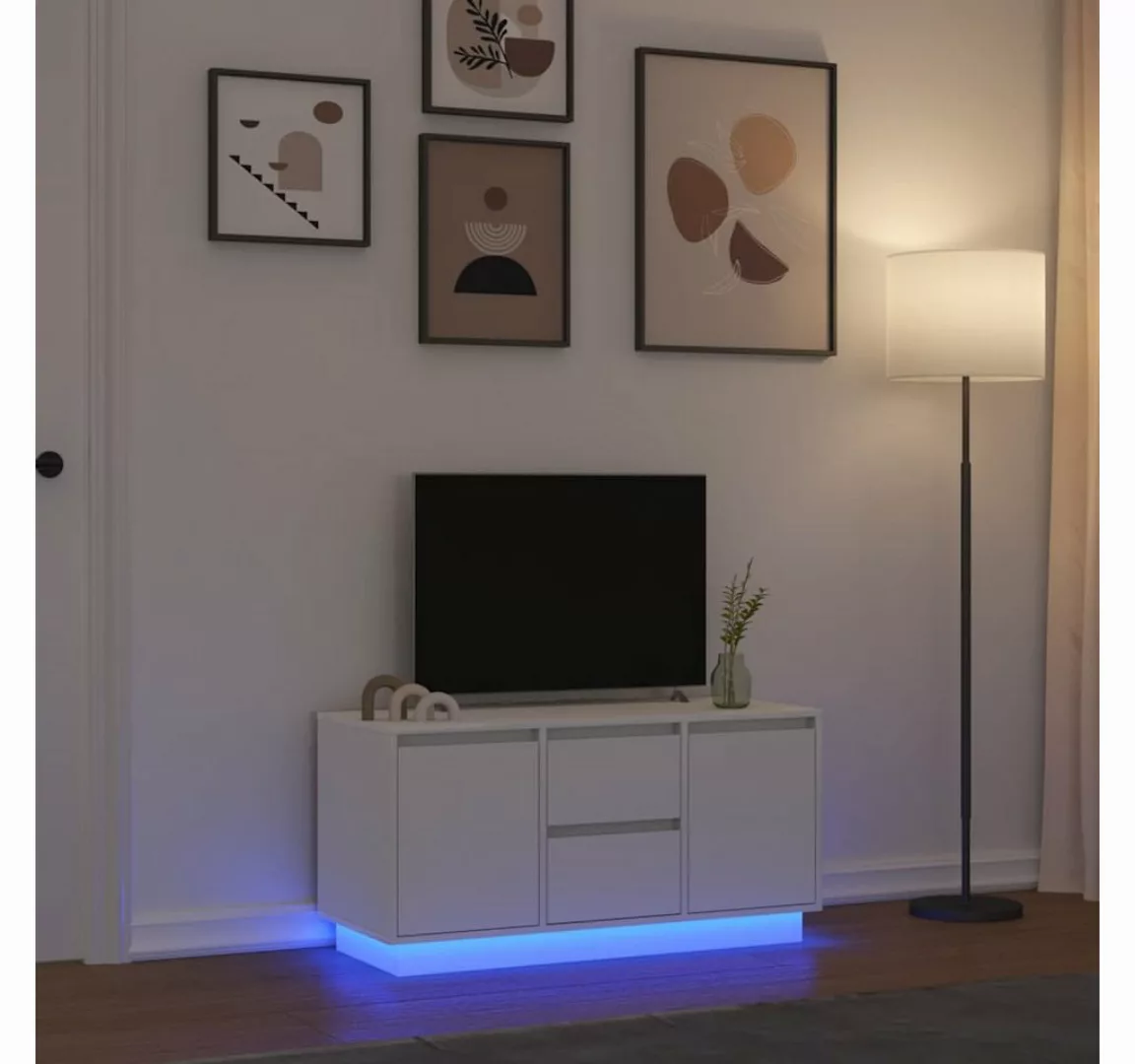 vidaXL Schrankmodule TV-Schrank mit LED-Leuchten Weiß 100x41x50 cm günstig online kaufen