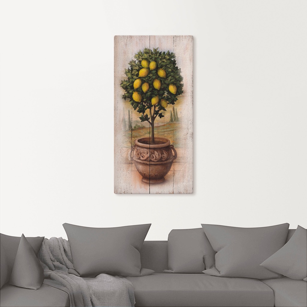 Artland Leinwandbild "Zitronenbaum mit Holzoptik", Bäume, (1 St.), auf Keil günstig online kaufen
