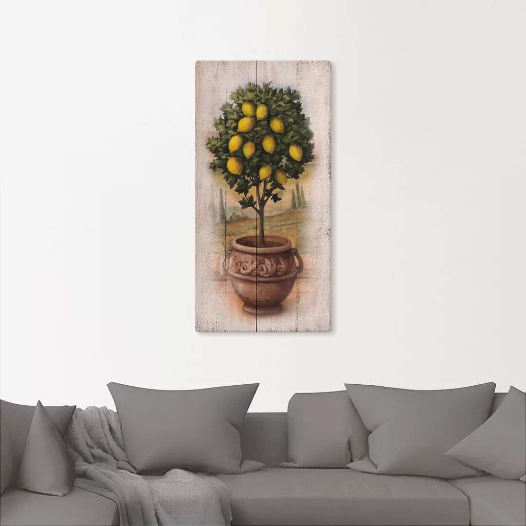 Artland Leinwandbild "Zitronenbaum mit Holzoptik", Bäume, (1 St.), auf Keil günstig online kaufen