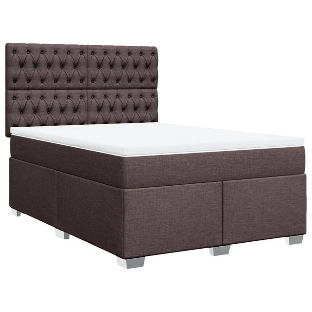 vidaXL Bett Boxspringbett mit Matratze Dunkelbraun 140x200 cm Stoff günstig online kaufen