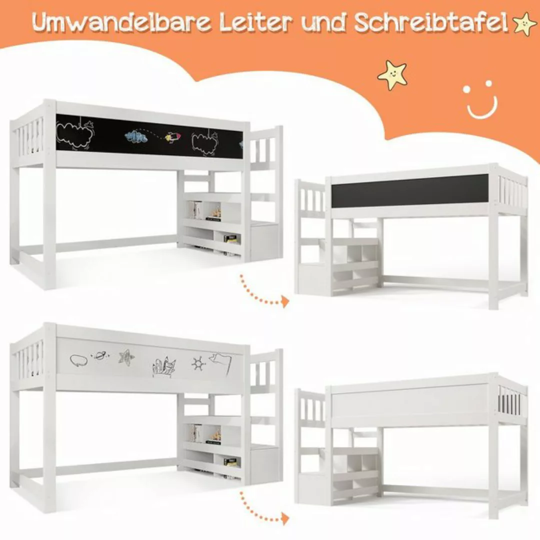 Fangqi Etagenbett Erhöhtes Kinderbett mit Whiteboard und Wandtafel,Ablage u günstig online kaufen