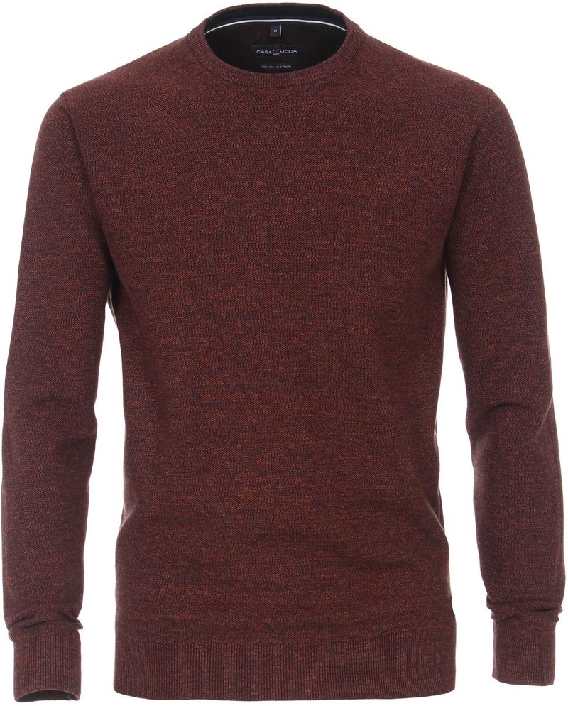 Casa Moda Pullover O-Halsausschnitt Melange Bordeaux - Größe XXL günstig online kaufen