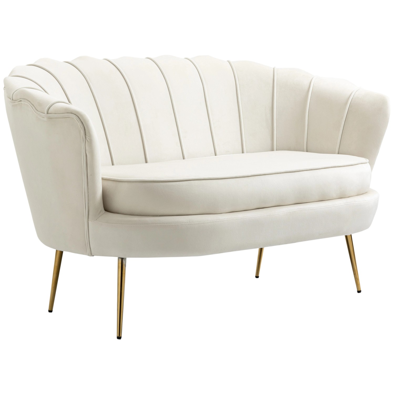 HOMCOM 2-Sitzer-Sofa Polyester Metall Cremeweiß 130L x 77B x 77H cm günstig online kaufen