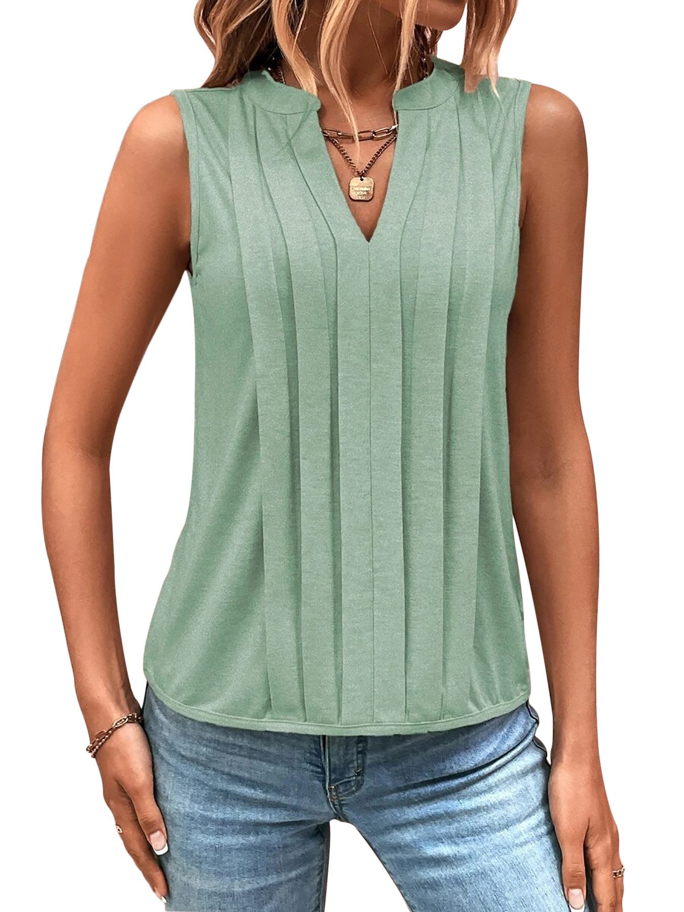 DEBAIJIA Kurzweste Damen Tank Top Plissee günstig online kaufen