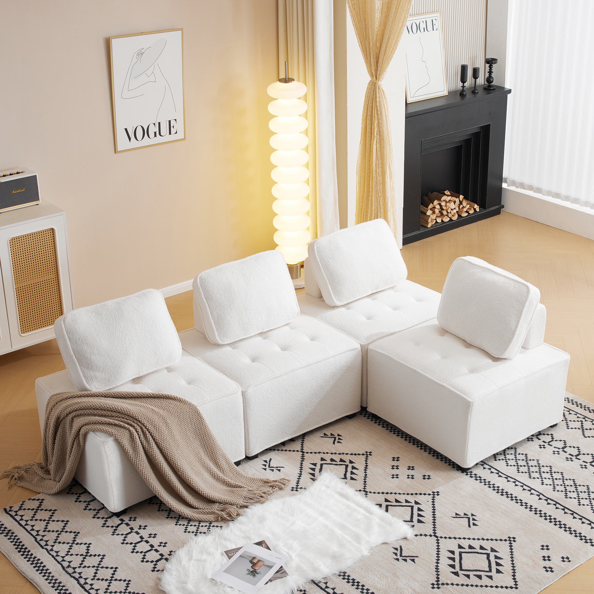 Modulares 2-Sitzer Sofa für das Wohnzimmer aus Teddy-Samt, kombinierbar und günstig online kaufen