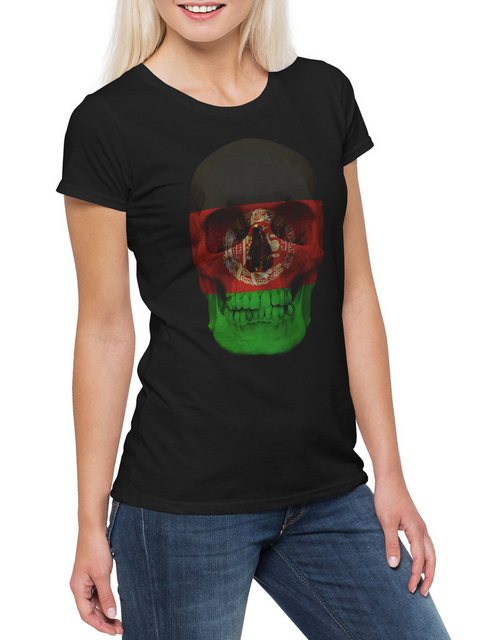 Urban Backwoods Print-Shirt Classic Afghanistan Skull Flag Damen T-Shirt Sc günstig online kaufen